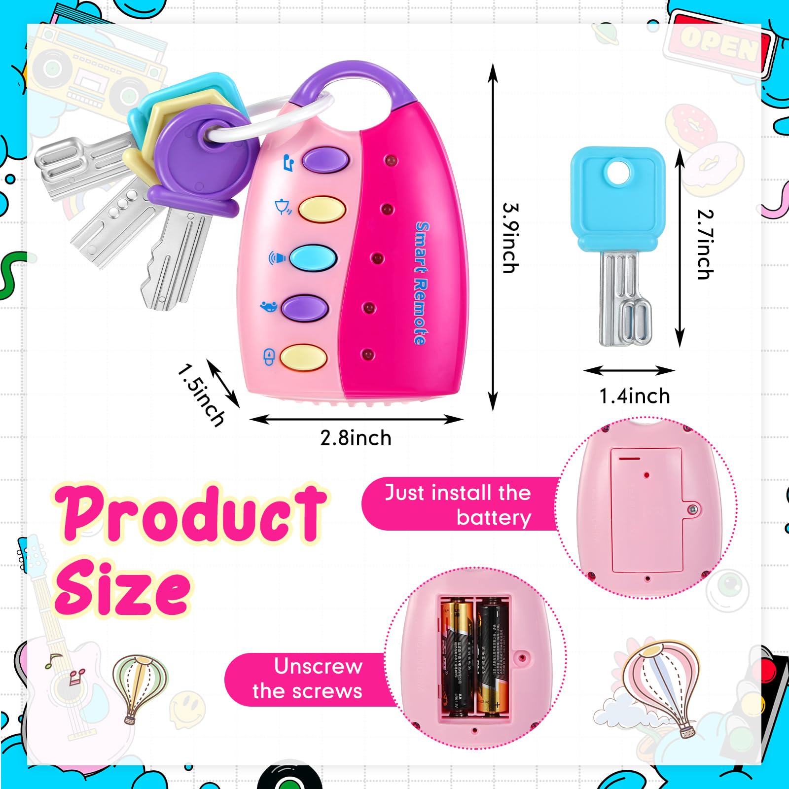 Foto 3 pulgar | Llave De Coche Con Mando A Distancia Musical Inteligente Skylety Para Niños (rosa) - Venta Internacional.