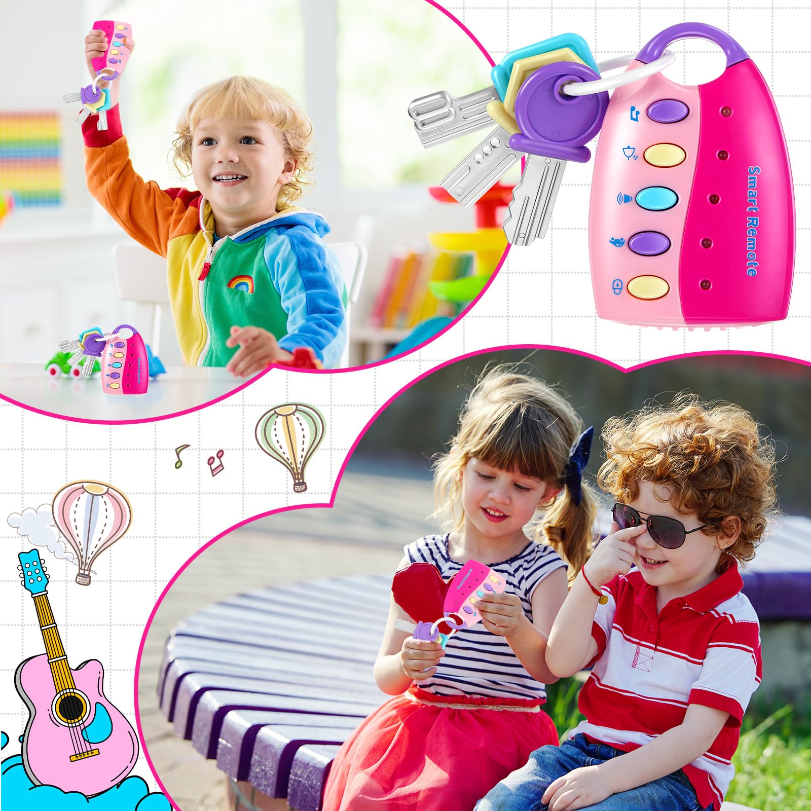 Foto 5 pulgar | Llave De Coche Con Mando A Distancia Musical Inteligente Skylety Para Niños (rosa) - Venta Internacional.