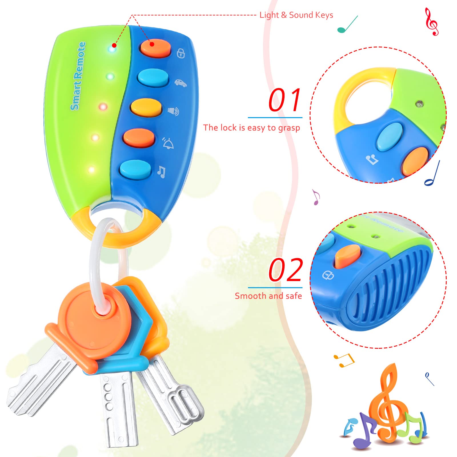 Foto 6 pulgar | Llave De Coche Con Mando A Distancia Musical Inteligente Skylety Para Niños (azul) - Venta Internacional.