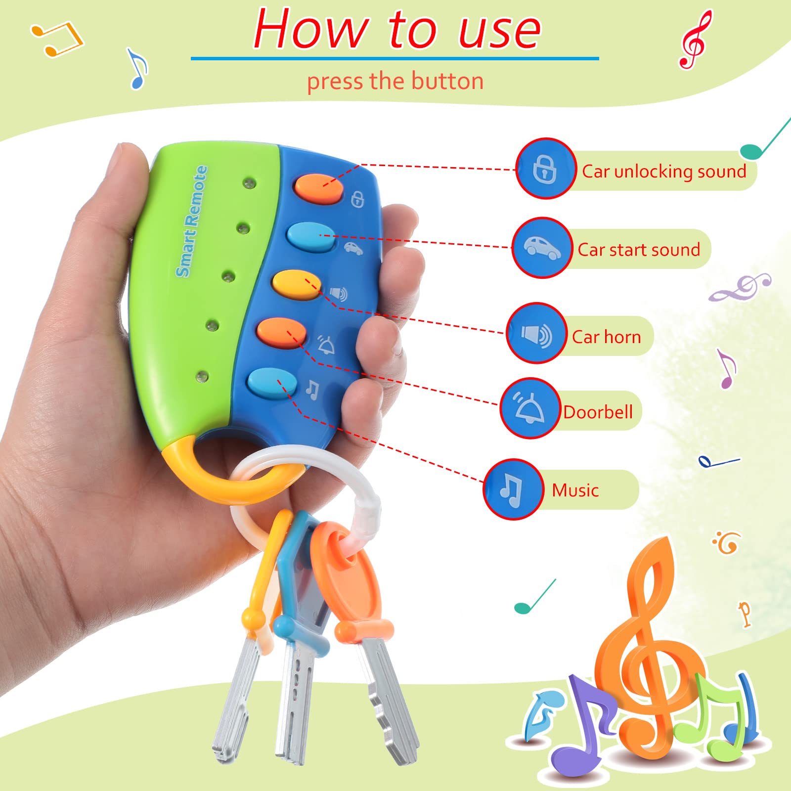 Foto 7 pulgar | Llave De Coche Con Mando A Distancia Musical Inteligente Skylety Para Niños (azul) - Venta Internacional.