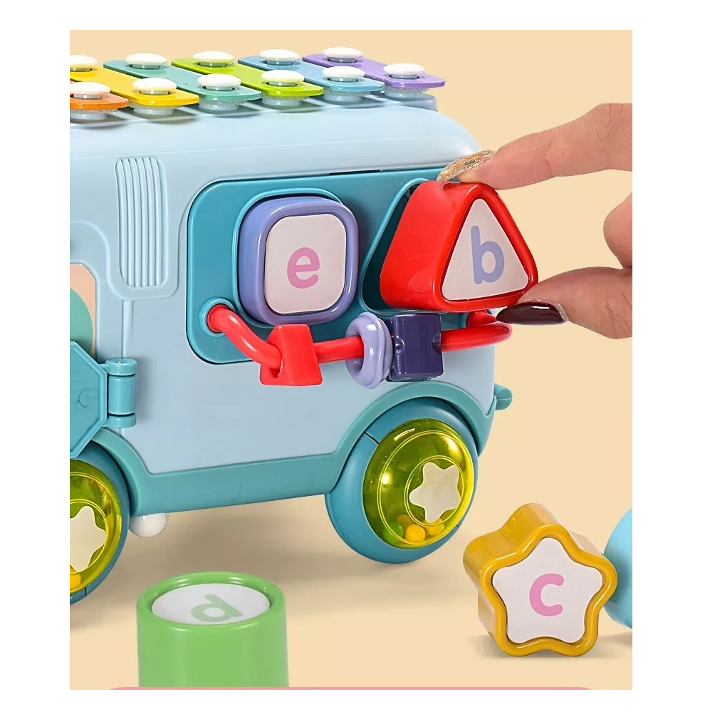 Foto 4 pulgar | Autobus Rompecabezas Xilofono Juguete Interactivo Para Bebe Belug Azul