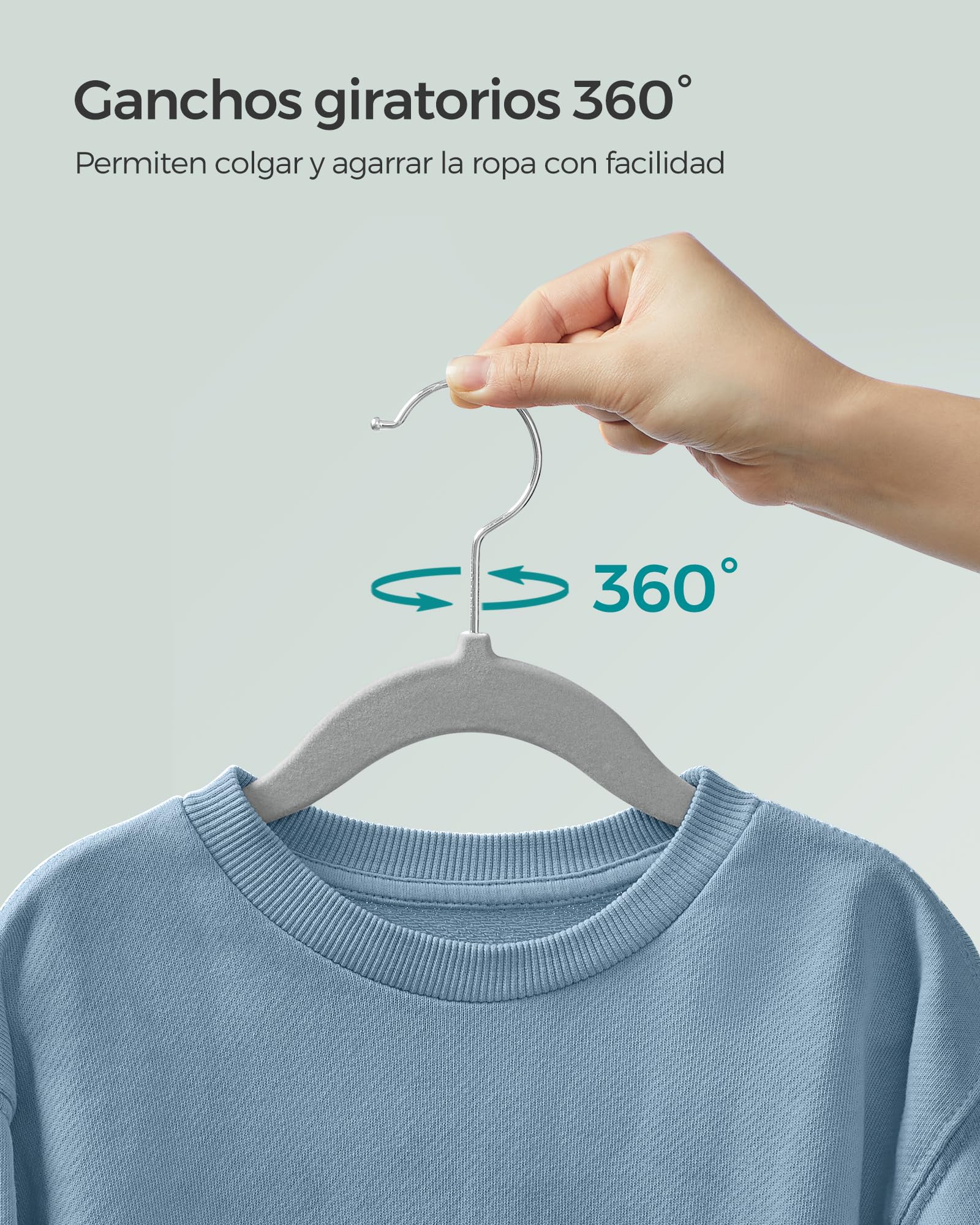Foto 7 | Juego De 50 Perchas De Terciopelo Para Niños Songmics, Color Gris