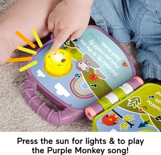 Foto 3 | Libro De Cuentos Musical Toy Fisher-price Baby Monkey, Morado, 6+m - Venta Internacional.