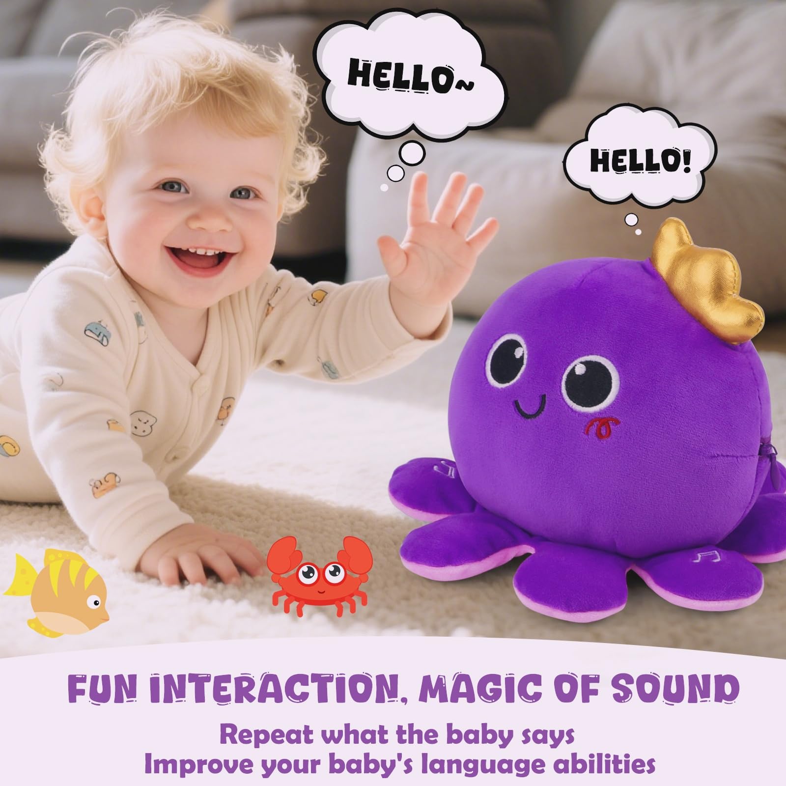 Foto 6 pulgar | Nicknack De Juguete Interactivo Octopus Baby Crawling Con 97 Melodías - Venta Internacional.