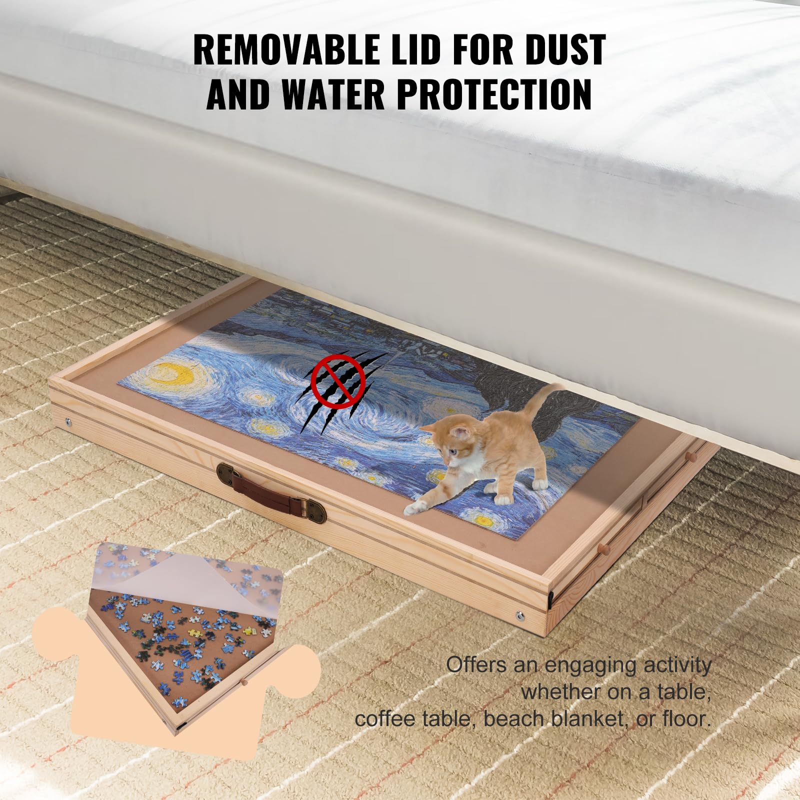 Foto 6 | Mesa para Armar Rompecabezas Vevor con Patas Plegables 4 Cajones y Funda - Venta Internacional