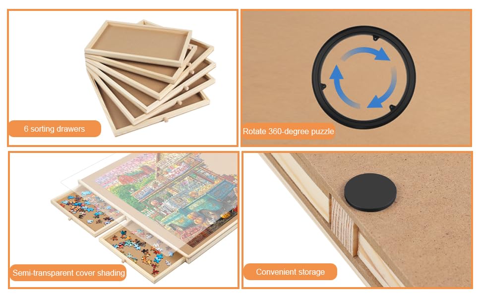 Foto 5 | Mesa De Rompecabezas, Accesorios Genéricos Para Rompecabezas, 35 X 27 Pulgadas - Venta Internacional.