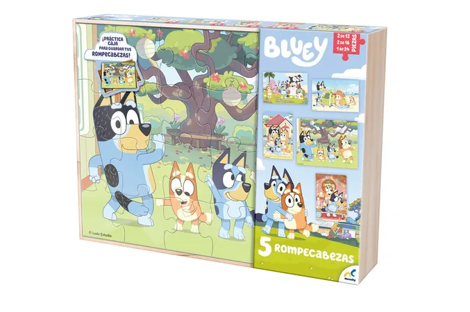 Foto 1 | Rompecabezas Xtellar Bluey 5 En 1 Caja De Madera