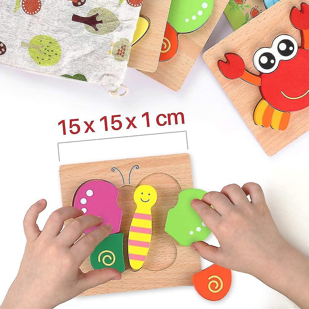 Foto 3 pulgar | Venta Internacional - Juego De Rompecabezas De Madera Para Niños De 1 A 4 Años, 6 Unidades Apilables