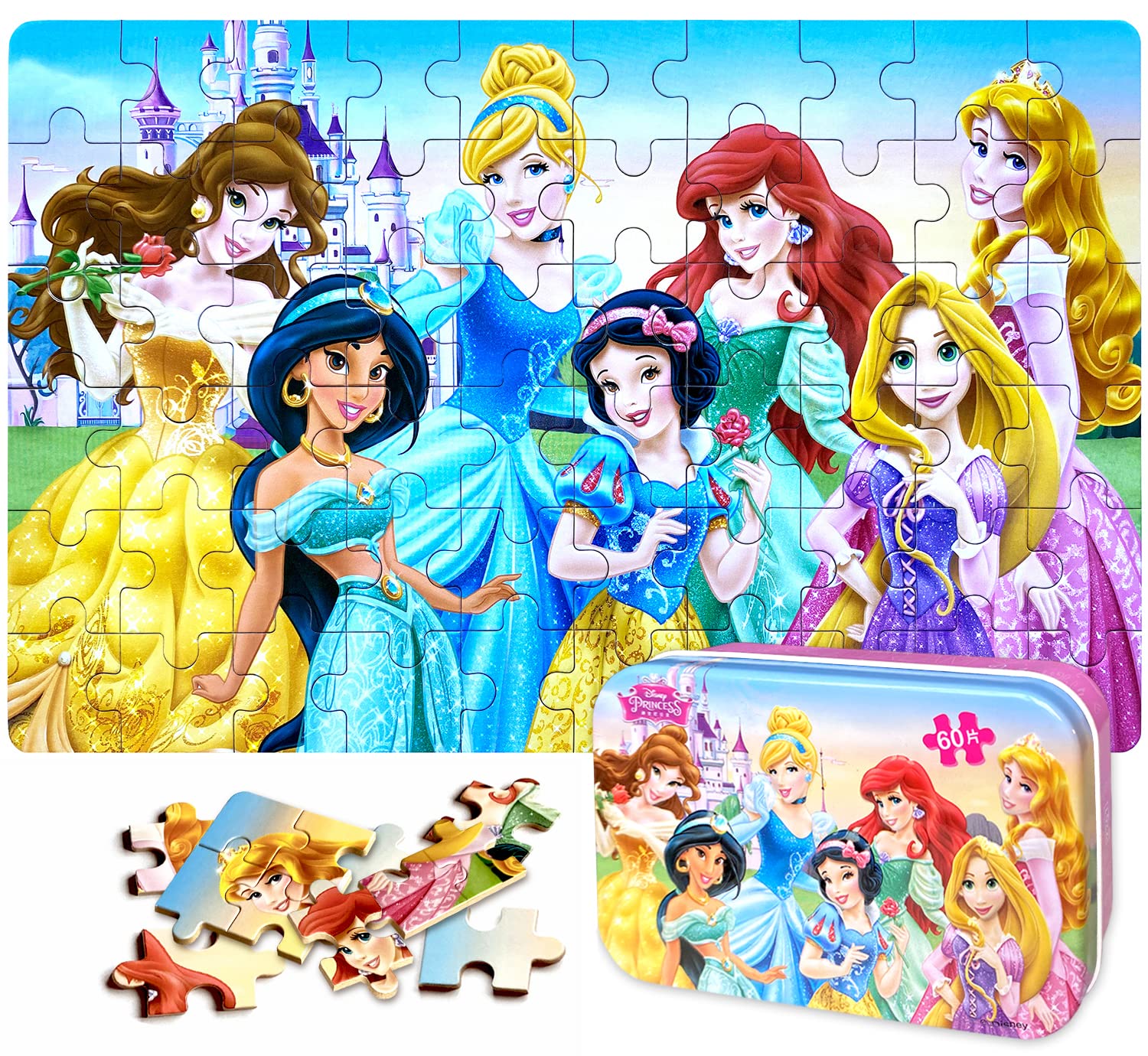 Venta Internacional - Rompecabezas Neilden Disney Princess De 60 Piezas Con Caja De Metal