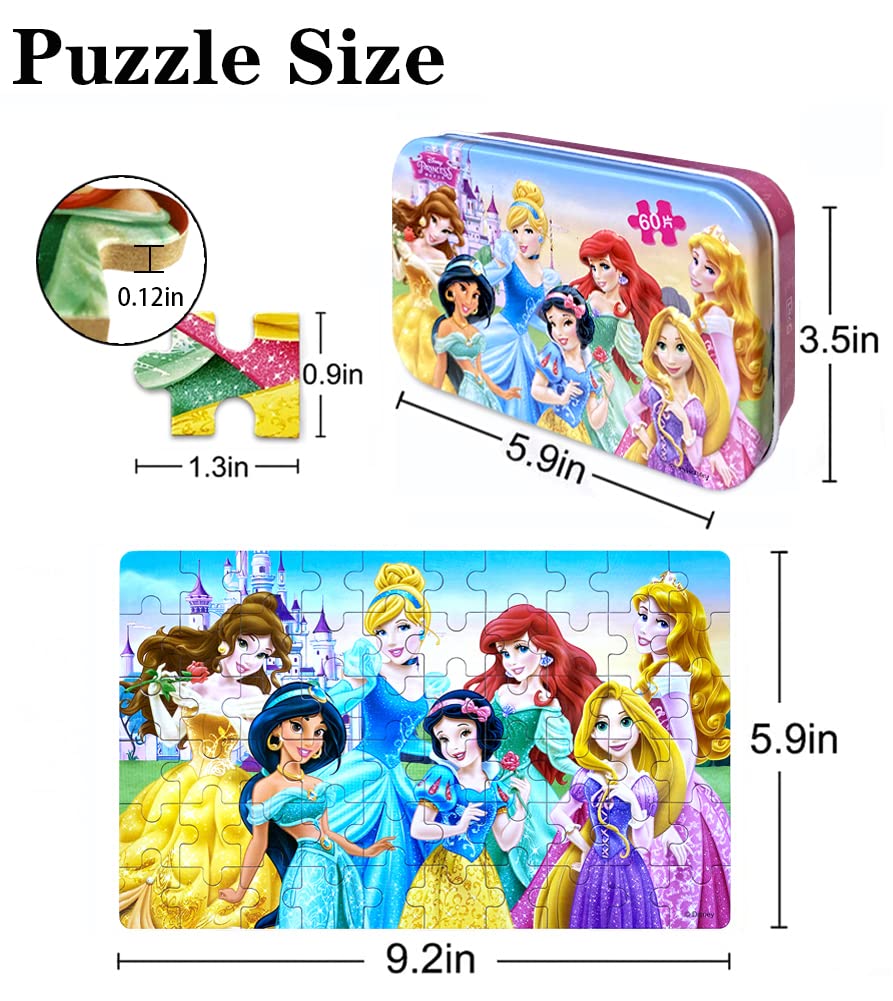 Foto 6 | Venta Internacional - Rompecabezas Neilden Disney Princess De 60 Piezas Con Caja De Metal