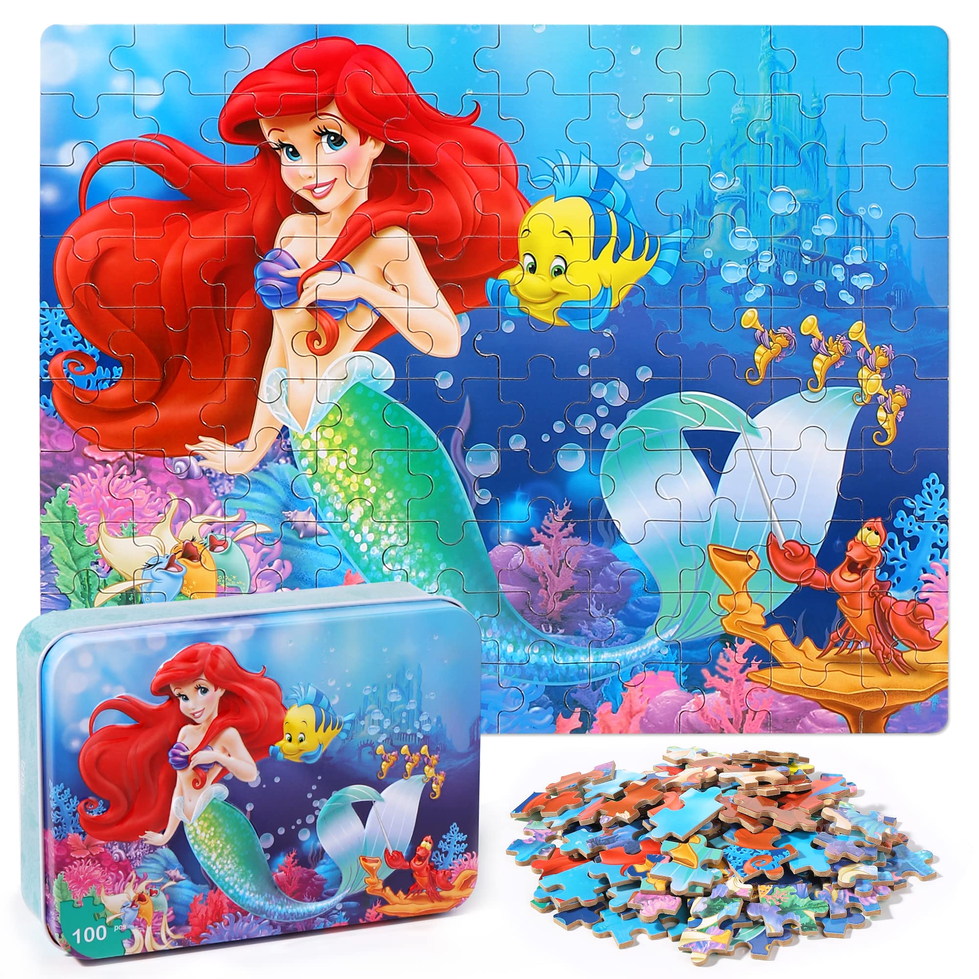 Foto 2 pulgar | Venta Internacional - Puzzle Lelemon Mermaid De 100 Piezas Con Caja De Metal Para Niños De 4 A 8 Años