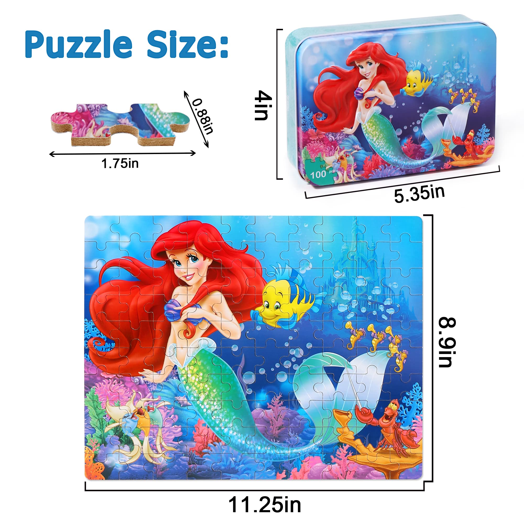 Foto 3 pulgar | Venta Internacional - Puzzle Lelemon Mermaid De 100 Piezas Con Caja De Metal Para Niños De 4 A 8 Años