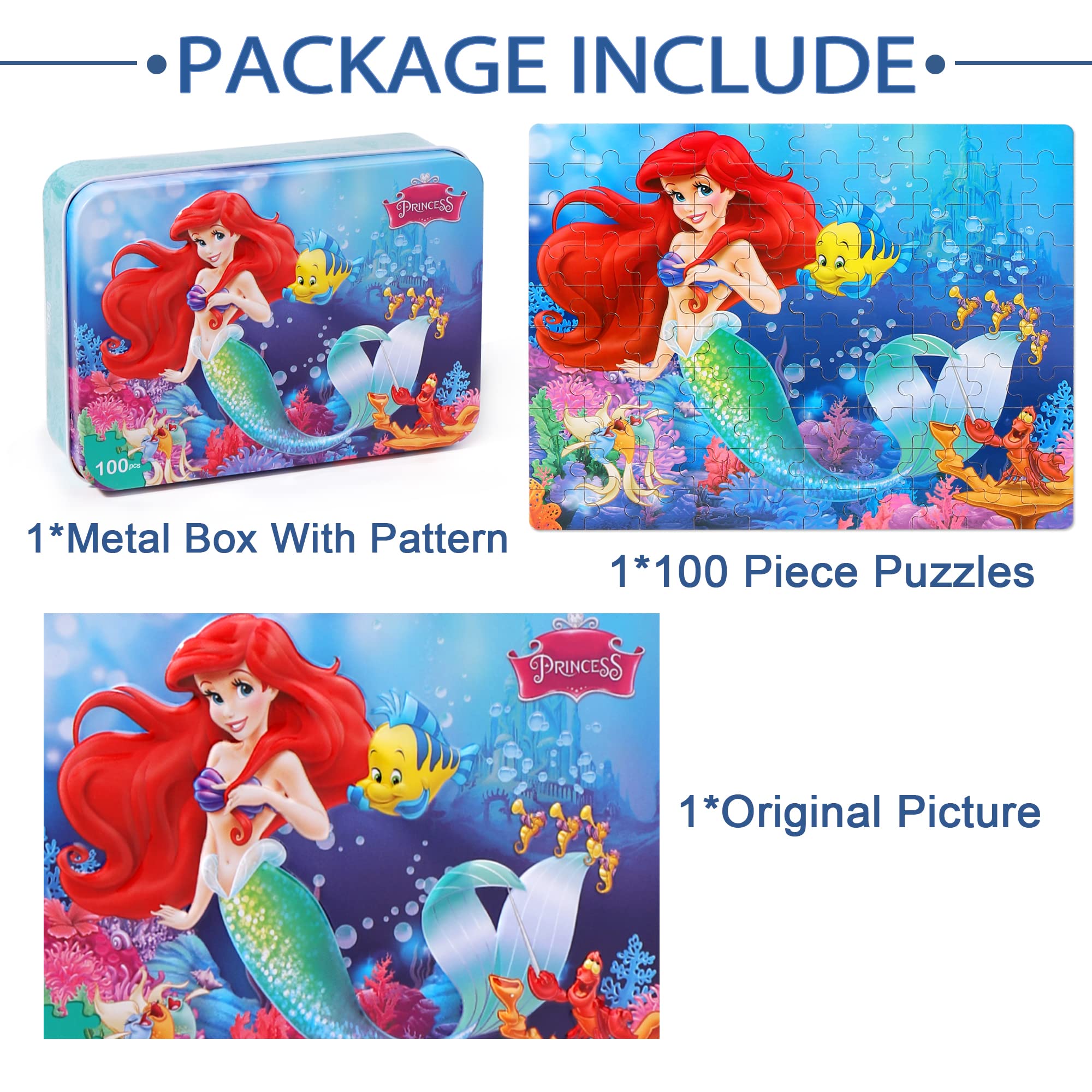 Foto 8 pulgar | Venta Internacional - Puzzle Lelemon Mermaid De 100 Piezas Con Caja De Metal Para Niños De 4 A 8 Años