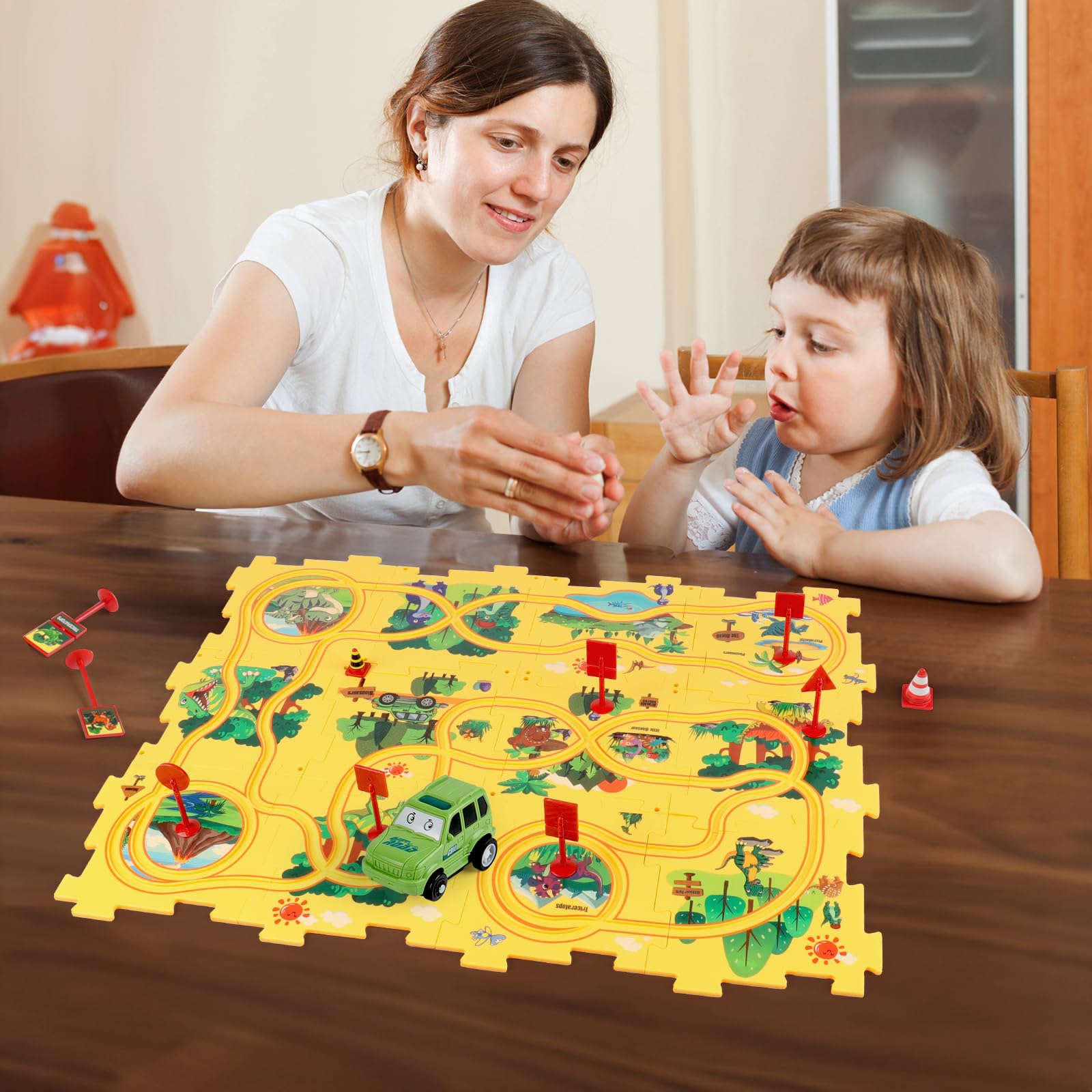 Foto 3 | Venta Internacional - Set Puzzle Racer Car Track Con Rompecabezas De Dinosaurios Para Niños De 3 A 5 Años