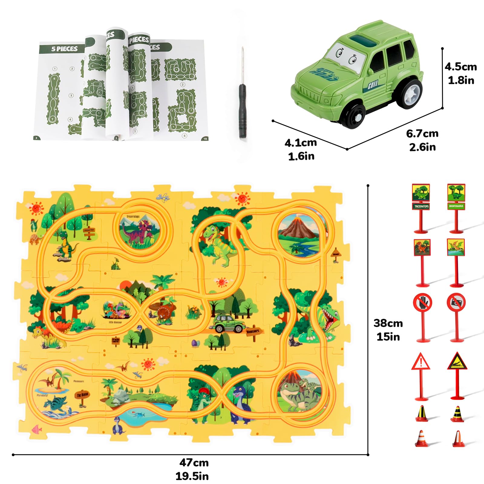 Foto 7 | Venta Internacional - Set Puzzle Racer Car Track Con Rompecabezas De Dinosaurios Para Niños De 3 A 5 Años