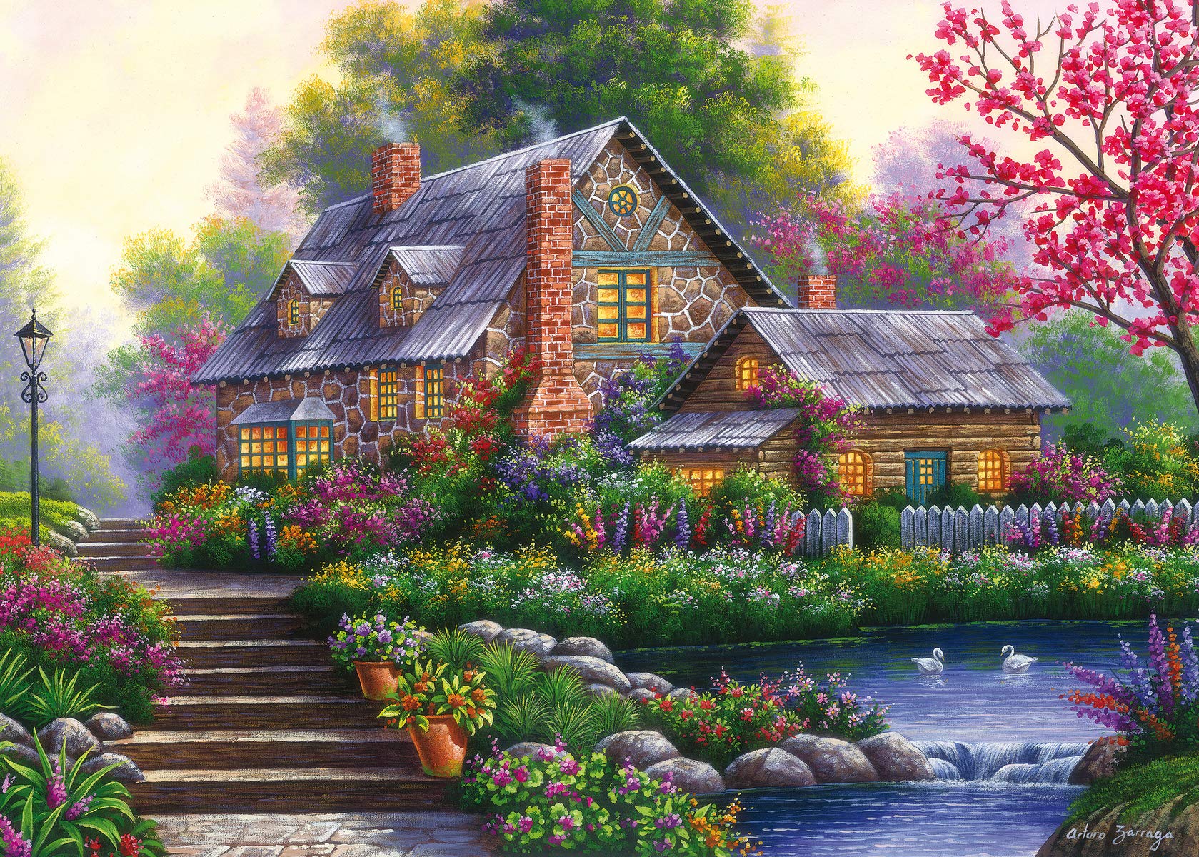 Foto 4 pulgar | Puzzle Ravensburger Romantic Cottage 15184 1000 Piezas - Venta Internacional.