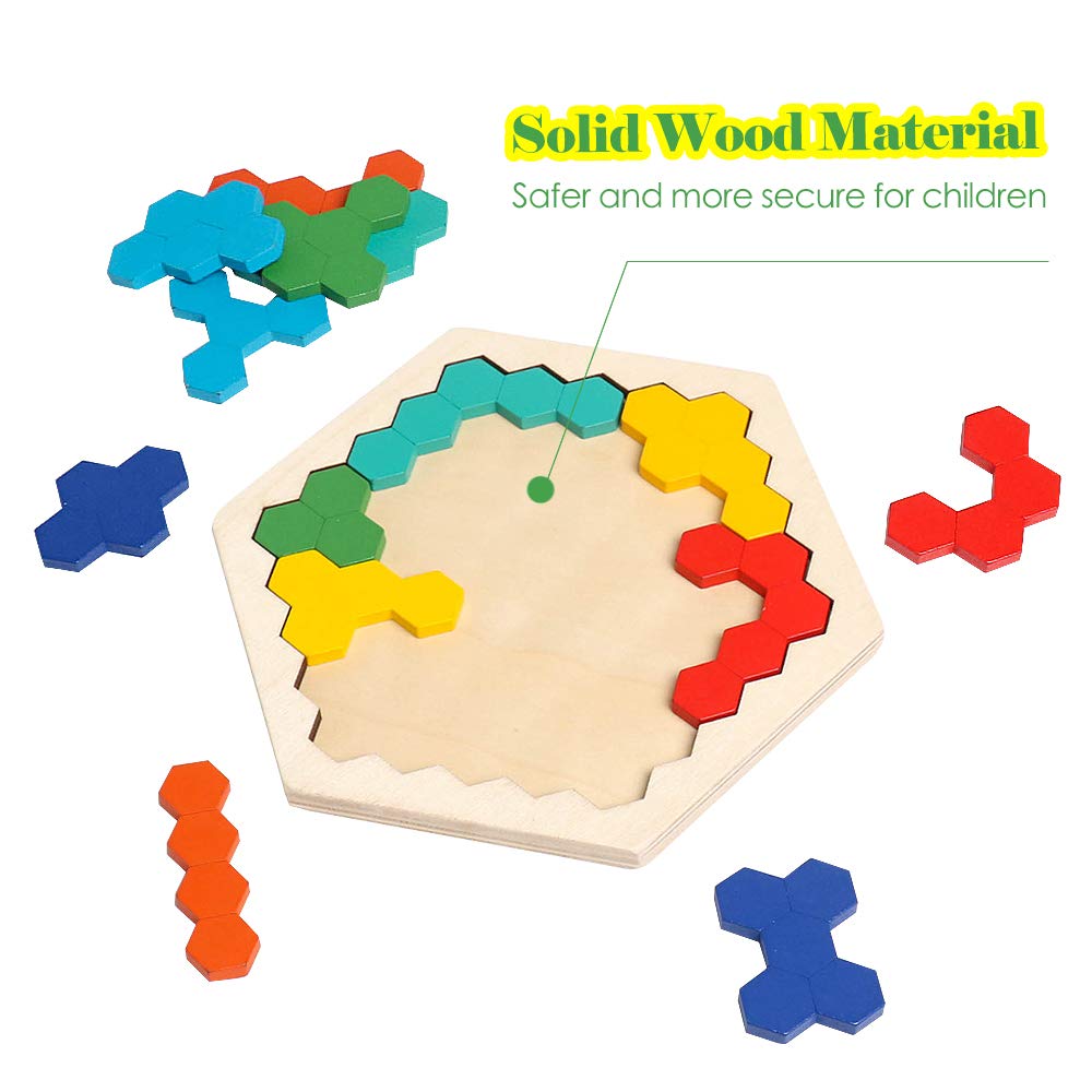 Foto 3 pulgar | Puzle Hexagonal De Madera Usatdd Rainbow Para Niños Y Adultos - Venta Internacional