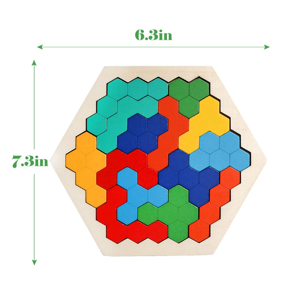 Foto 4 pulgar | Puzle Hexagonal De Madera Usatdd Rainbow Para Niños Y Adultos - Venta Internacional