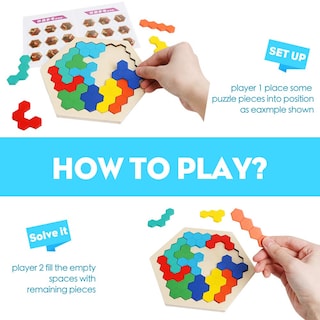 Foto 6 | Puzle Hexagonal De Madera Usatdd Rainbow Para Niños Y Adultos - Venta Internacional