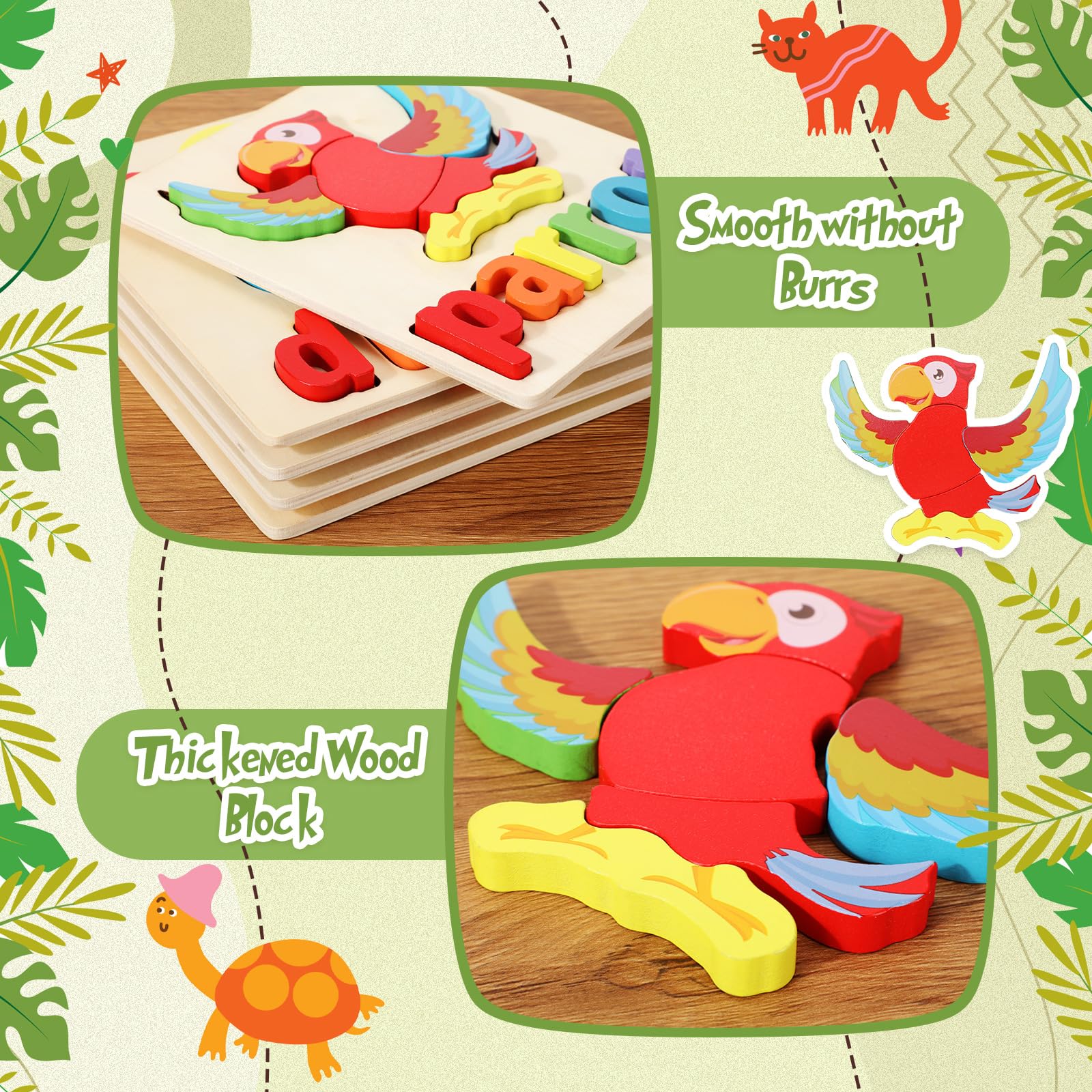 Foto 5 pulgar | Rompecabezas de Madera Jerify con el Alfabeto de Animales para Niños Pequeños de 1 a 3 Años - Venta Internacional