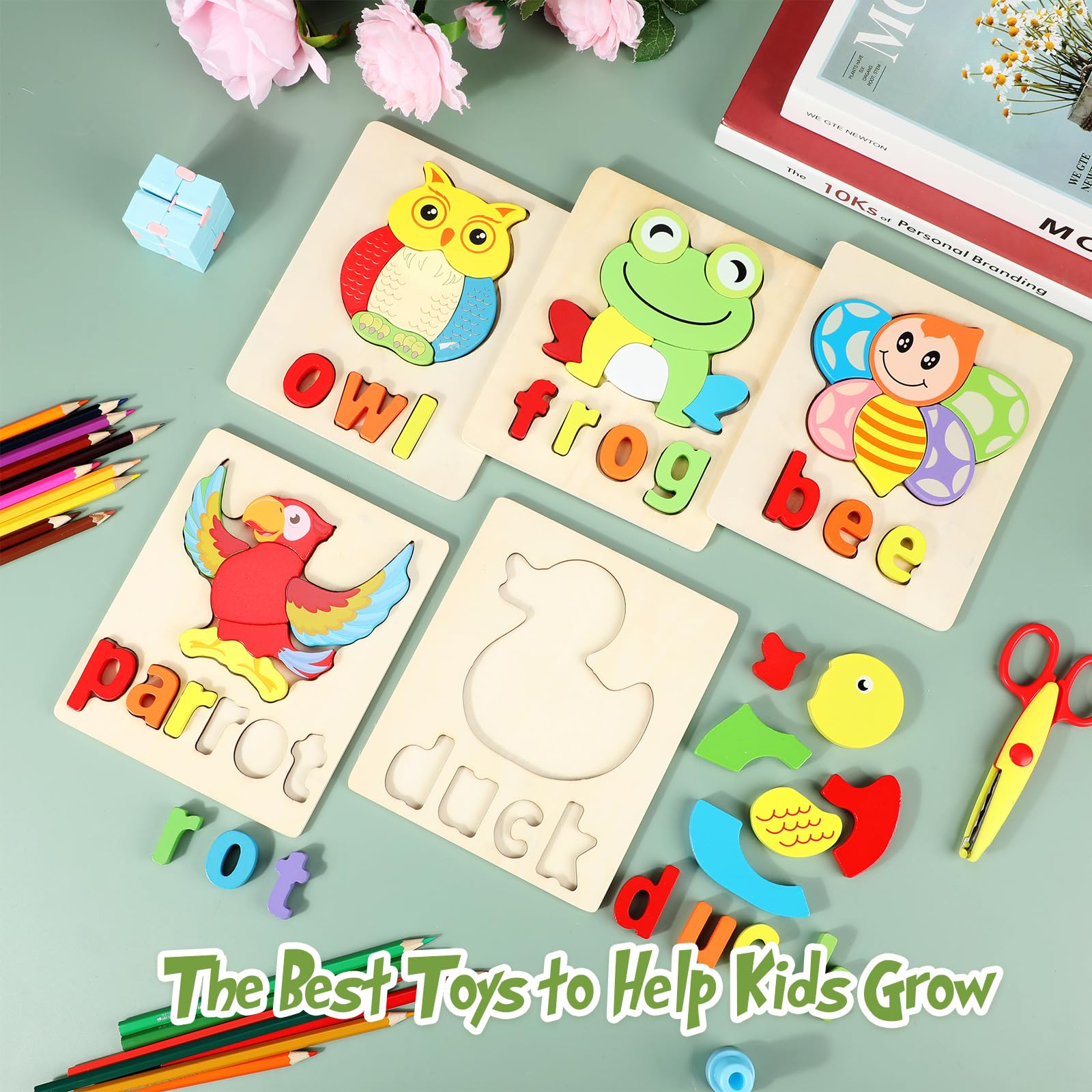 Foto 6 pulgar | Rompecabezas de Madera Jerify con el Alfabeto de Animales para Niños Pequeños de 1 a 3 Años - Venta Internacional