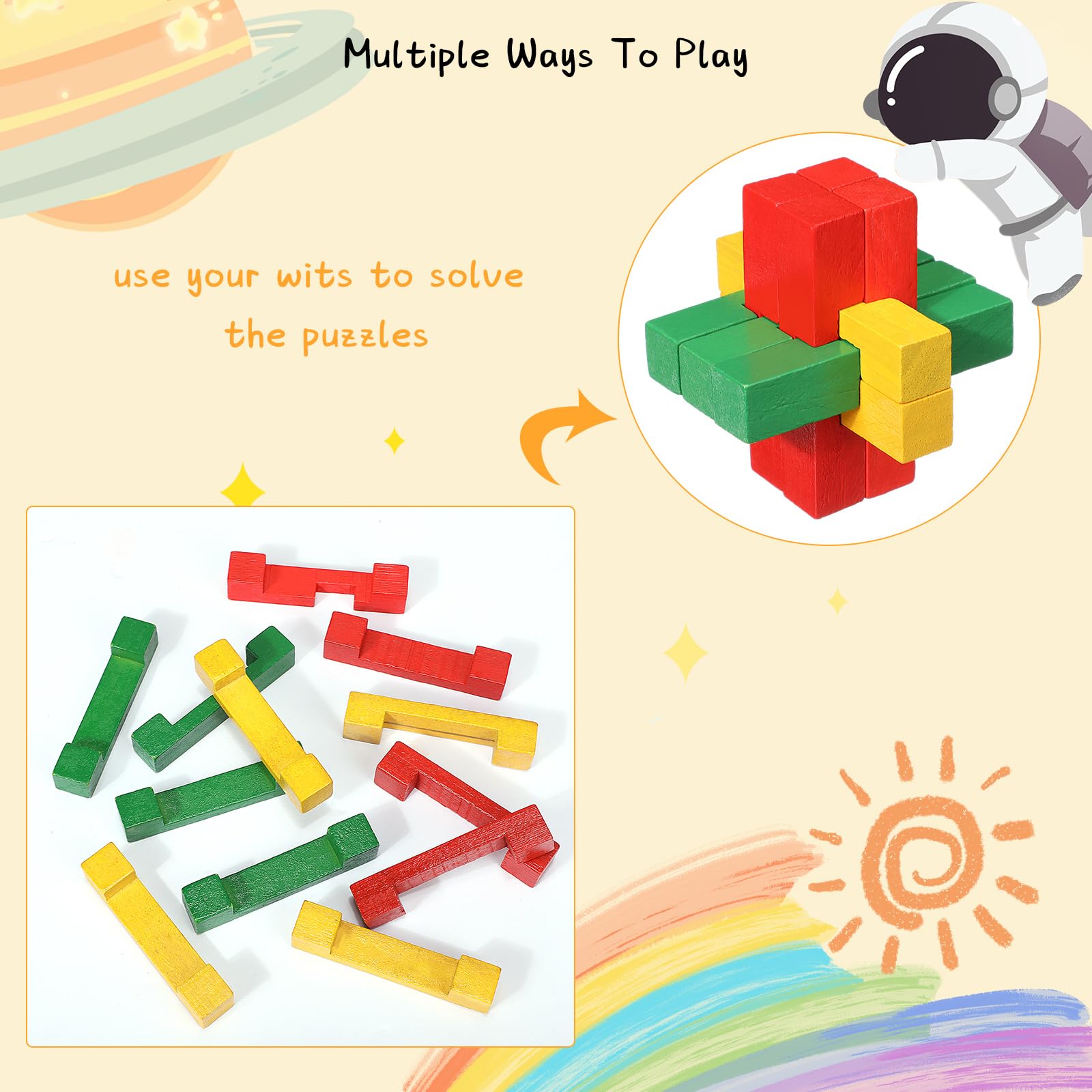 Foto 3 | Rompecabezas de Madera Syhood 3D Multicolor para Adultos y Adolescentes - Venta Internacional