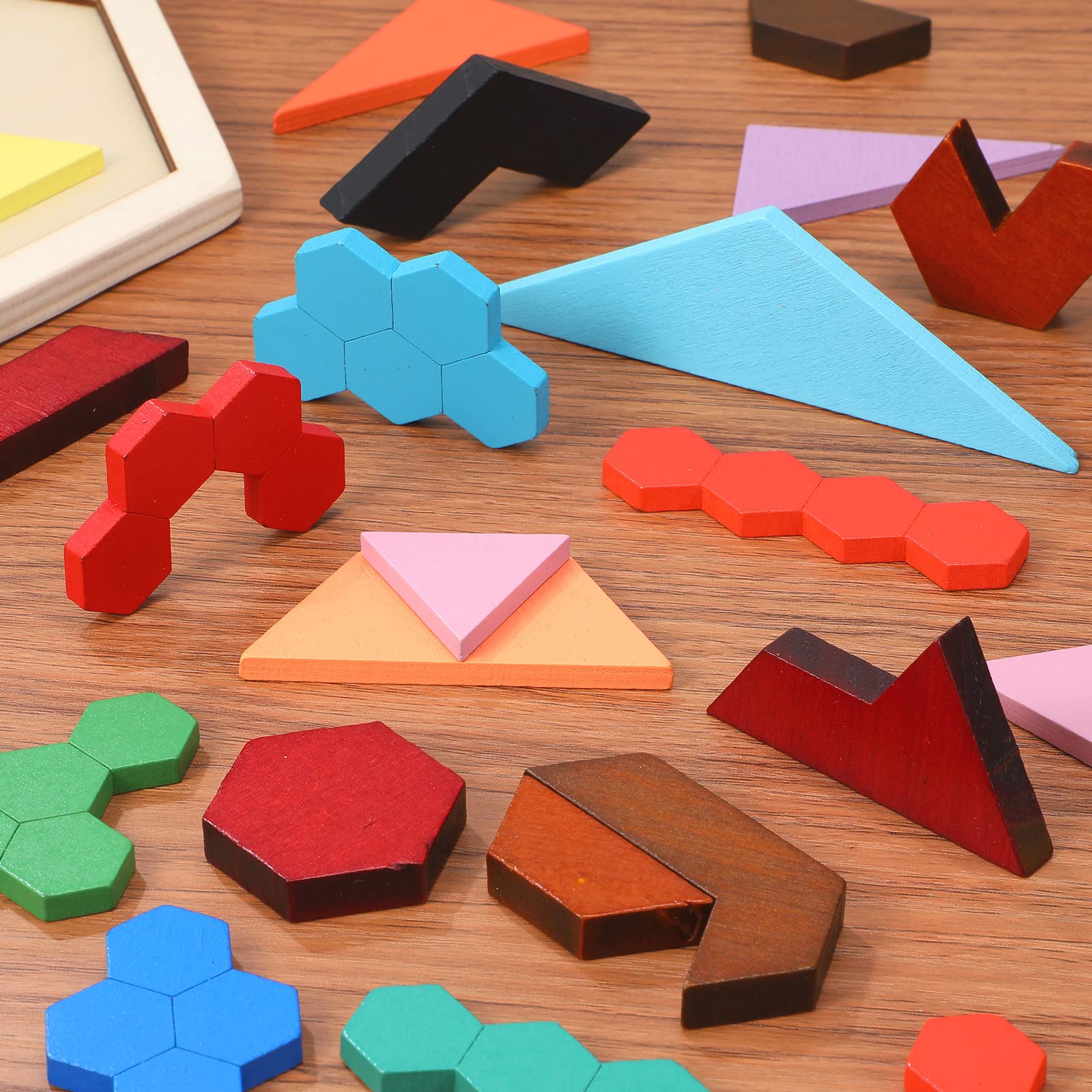 Foto 6 pulgar | Juego De 3 Rompecabezas En Forma De Tangram Con Forma De Hexágono De Madera Jerify Para Todas Las Ed - Venta Internac