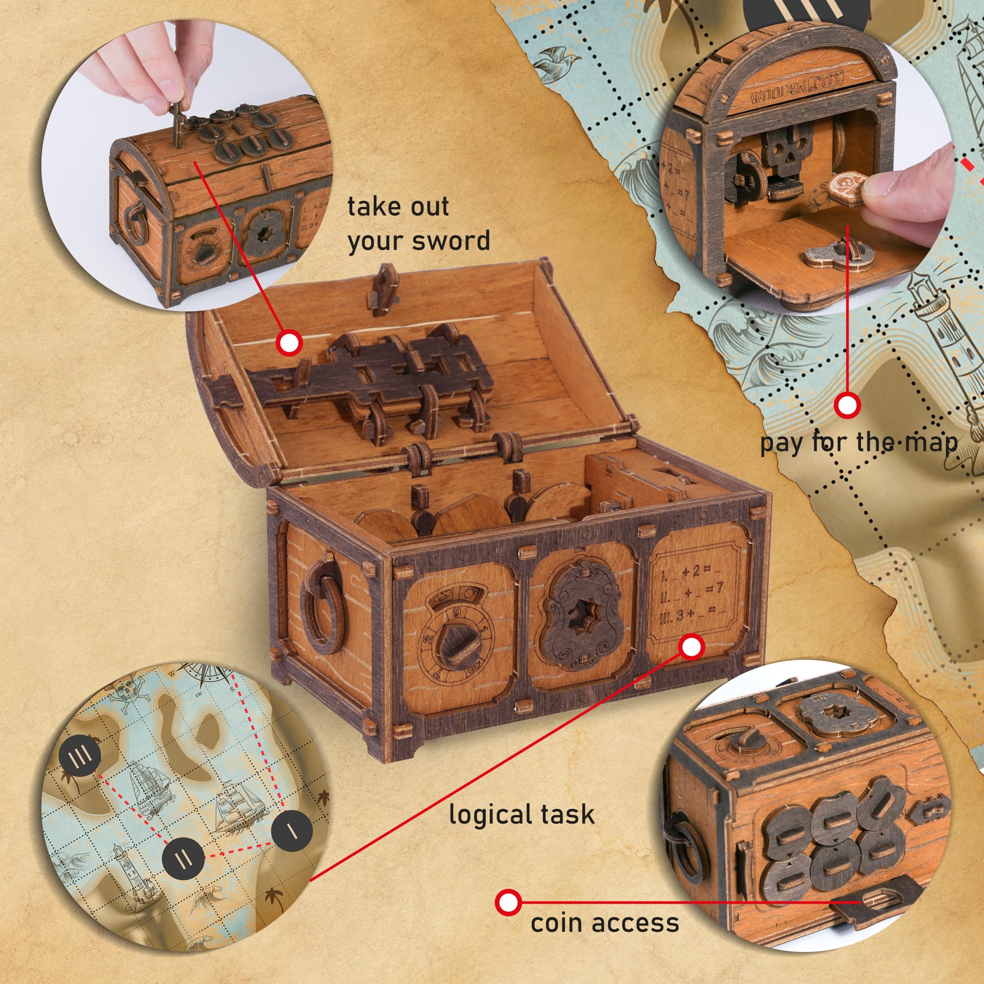 Foto 5 pulgar | Puzzle Box Wooden.city Treasure Chest Escape Room Para Adultos - Venta Internacional.