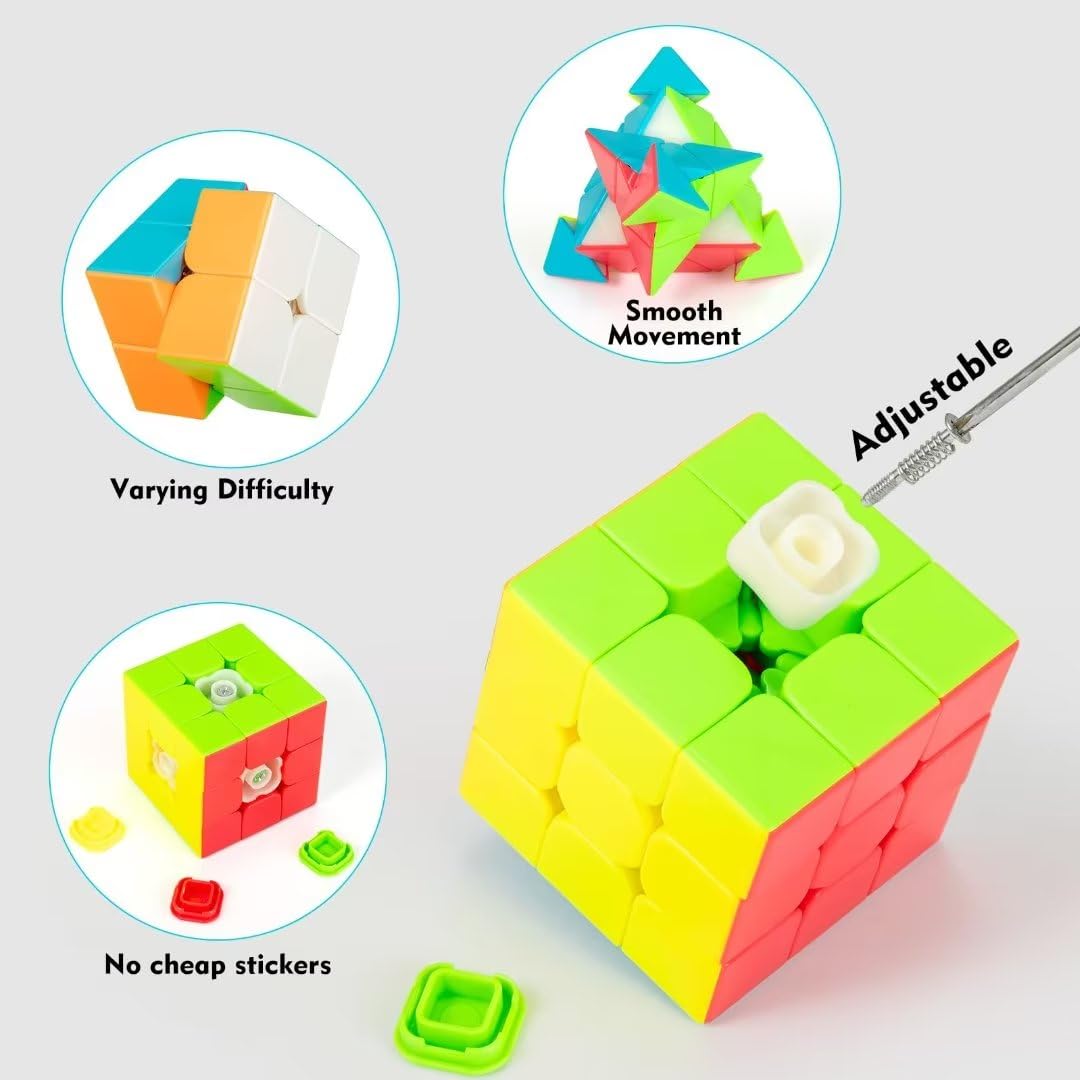 Foto 5 pulgar | Cubo de velocidad Jurnwey Stickerless Magic 2x2x2 3x3x3 Pyramid - Venta Internacional