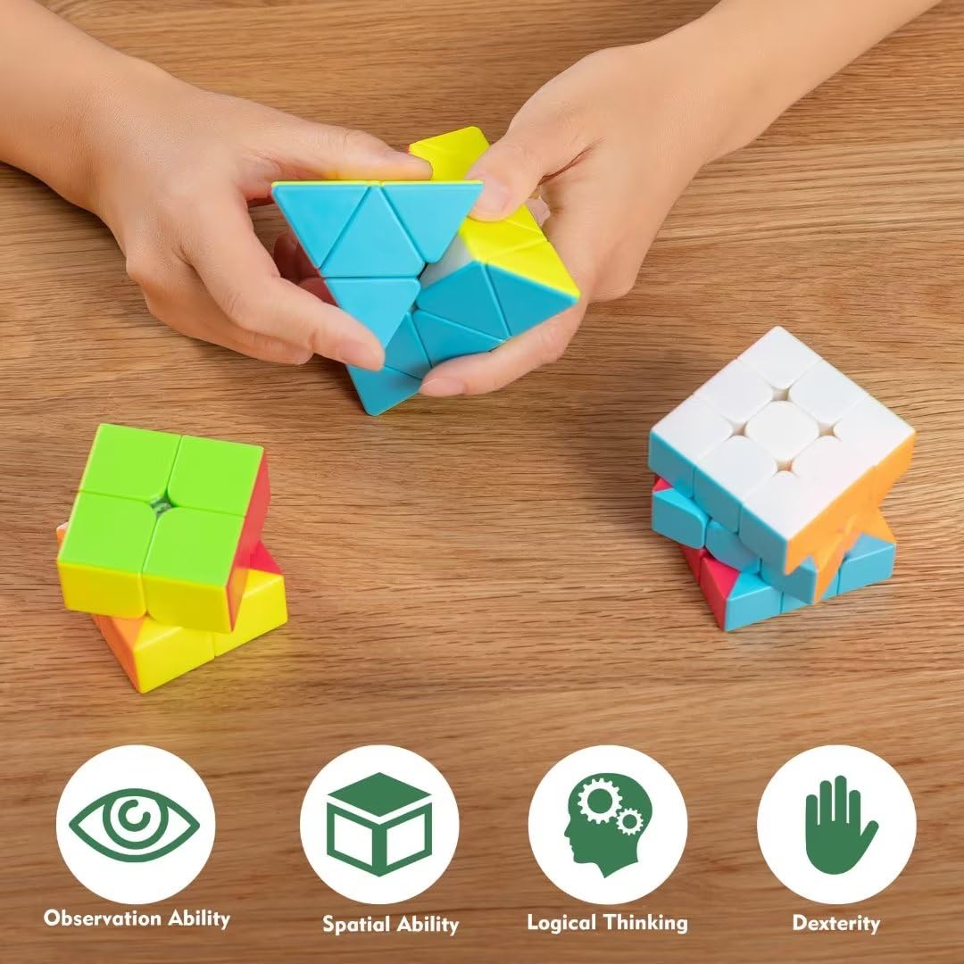 Foto 6 pulgar | Cubo de velocidad Jurnwey Stickerless Magic 2x2x2 3x3x3 Pyramid - Venta Internacional