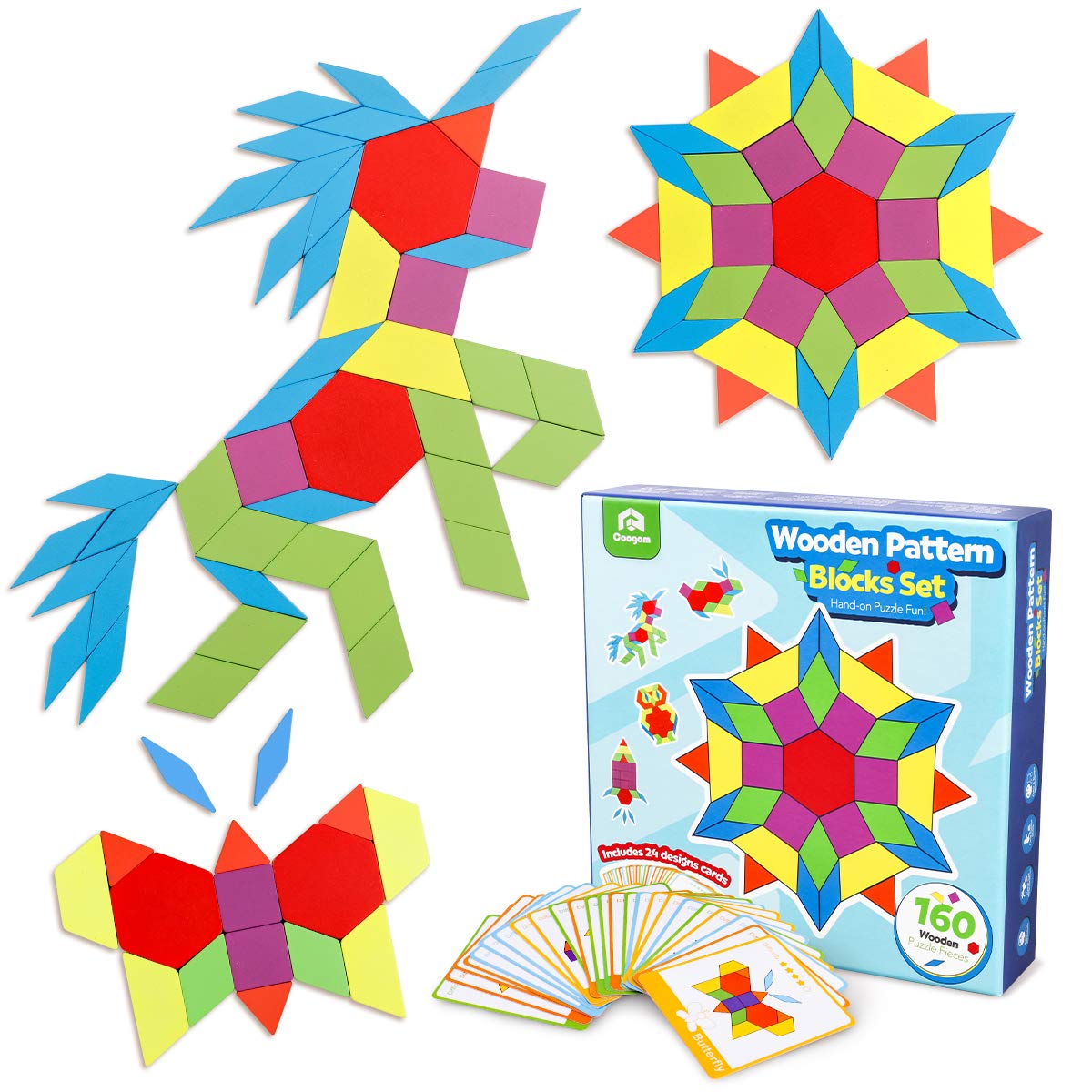 Foto 2 pulgar | Puzzle Coogam de Madera 160 Unidades con Tarjetas de Diseño para Niños - Venta Internacional
