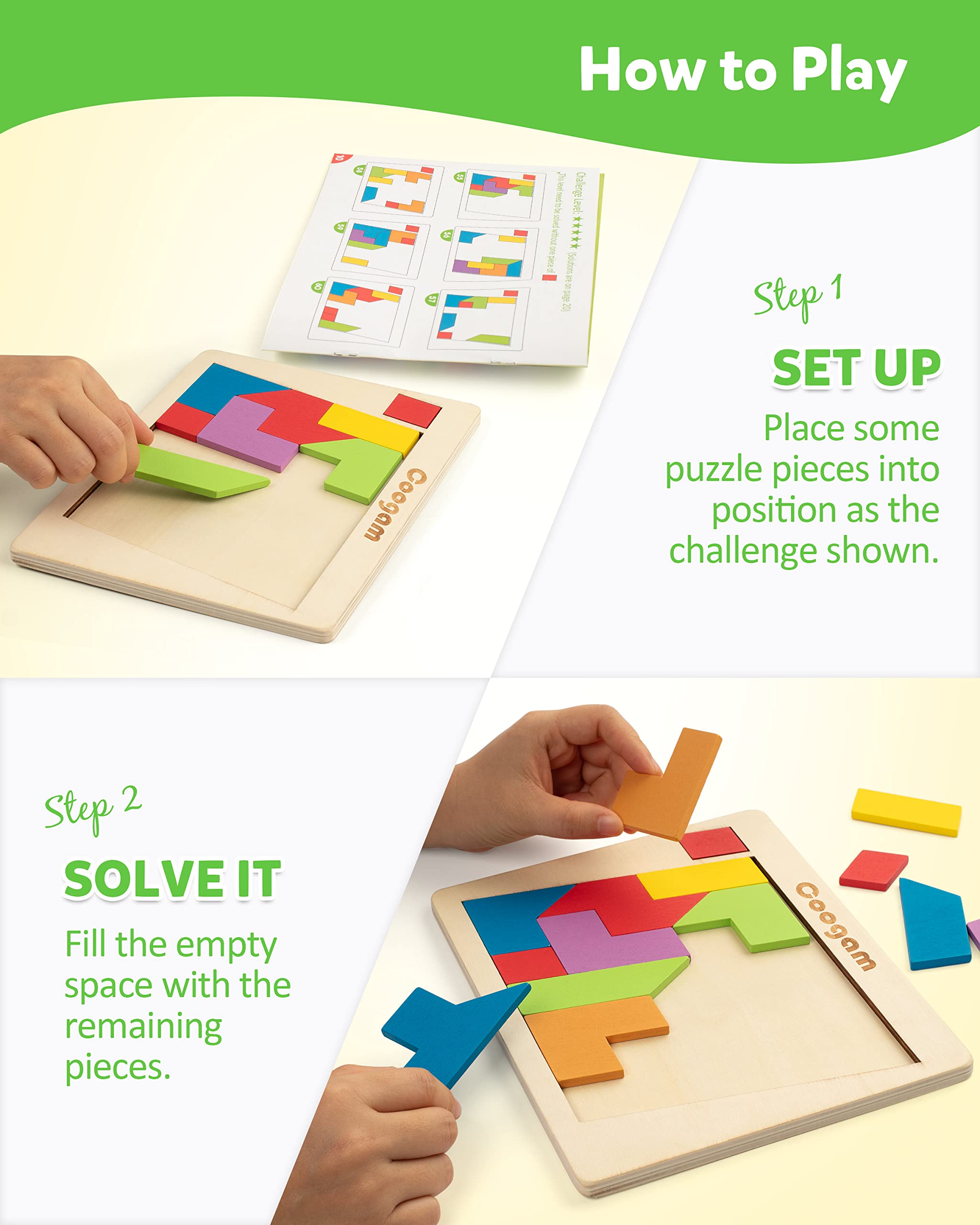 Foto 4 pulgar | Juego Logic Tangram Puzzle Coogam de Madera 3d - Venta Internacional