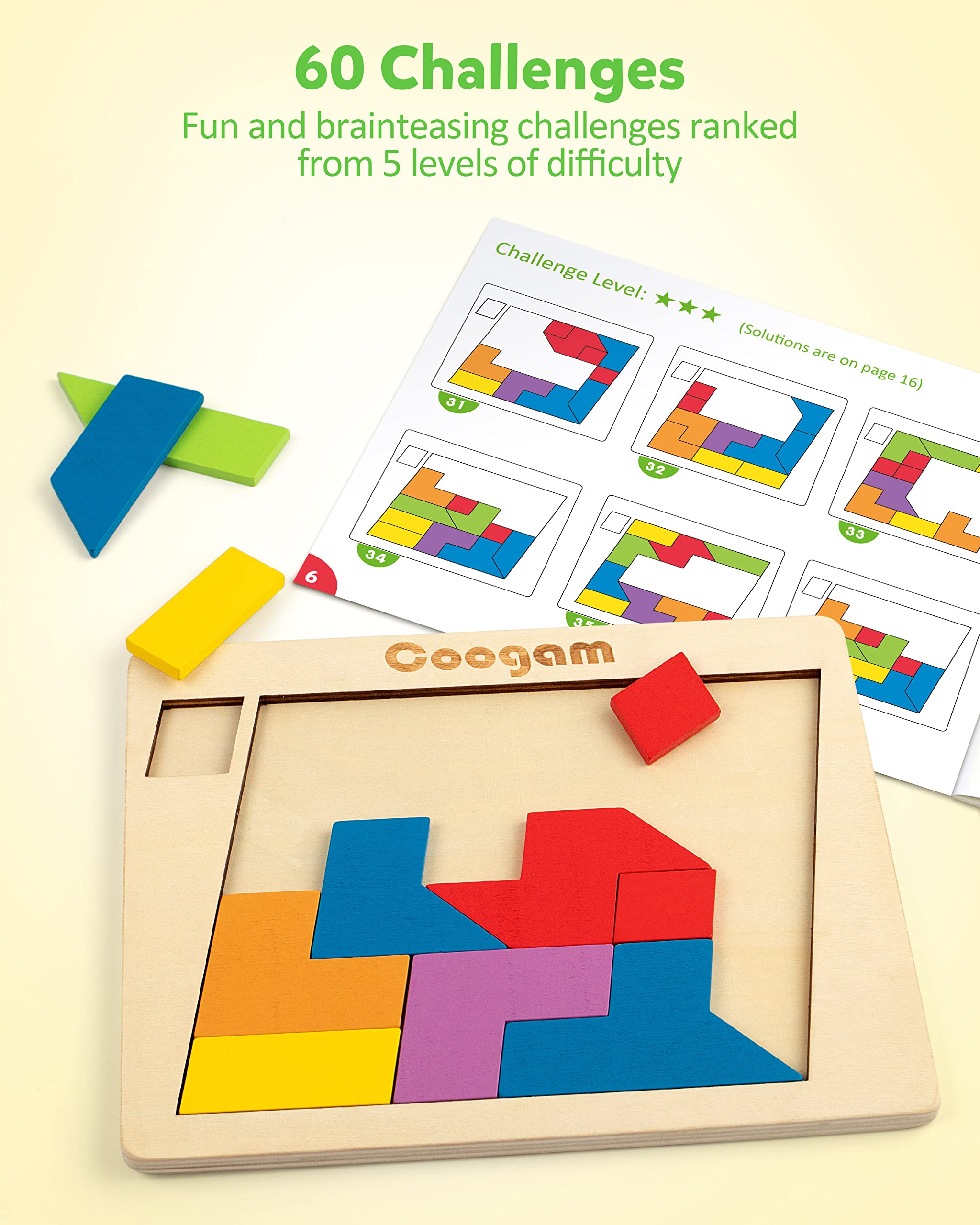 Foto 5 pulgar | Juego Logic Tangram Puzzle Coogam de Madera 3d - Venta Internacional