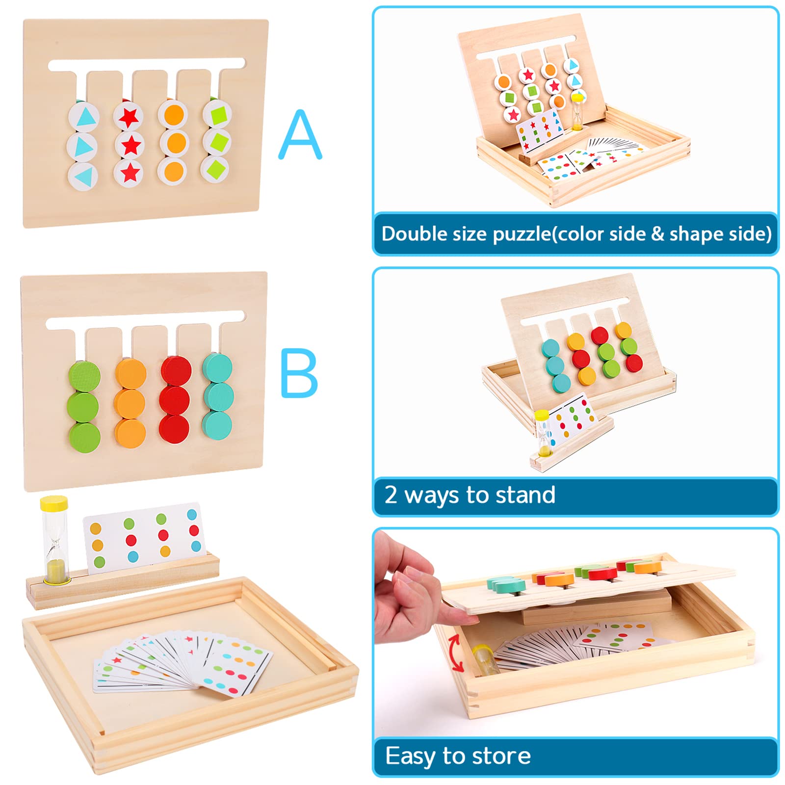 Foto 2 | Rompecabezas Deslizantes Montessori Learning Toys Que Combinan Colores Y Formas - Venta Internacional