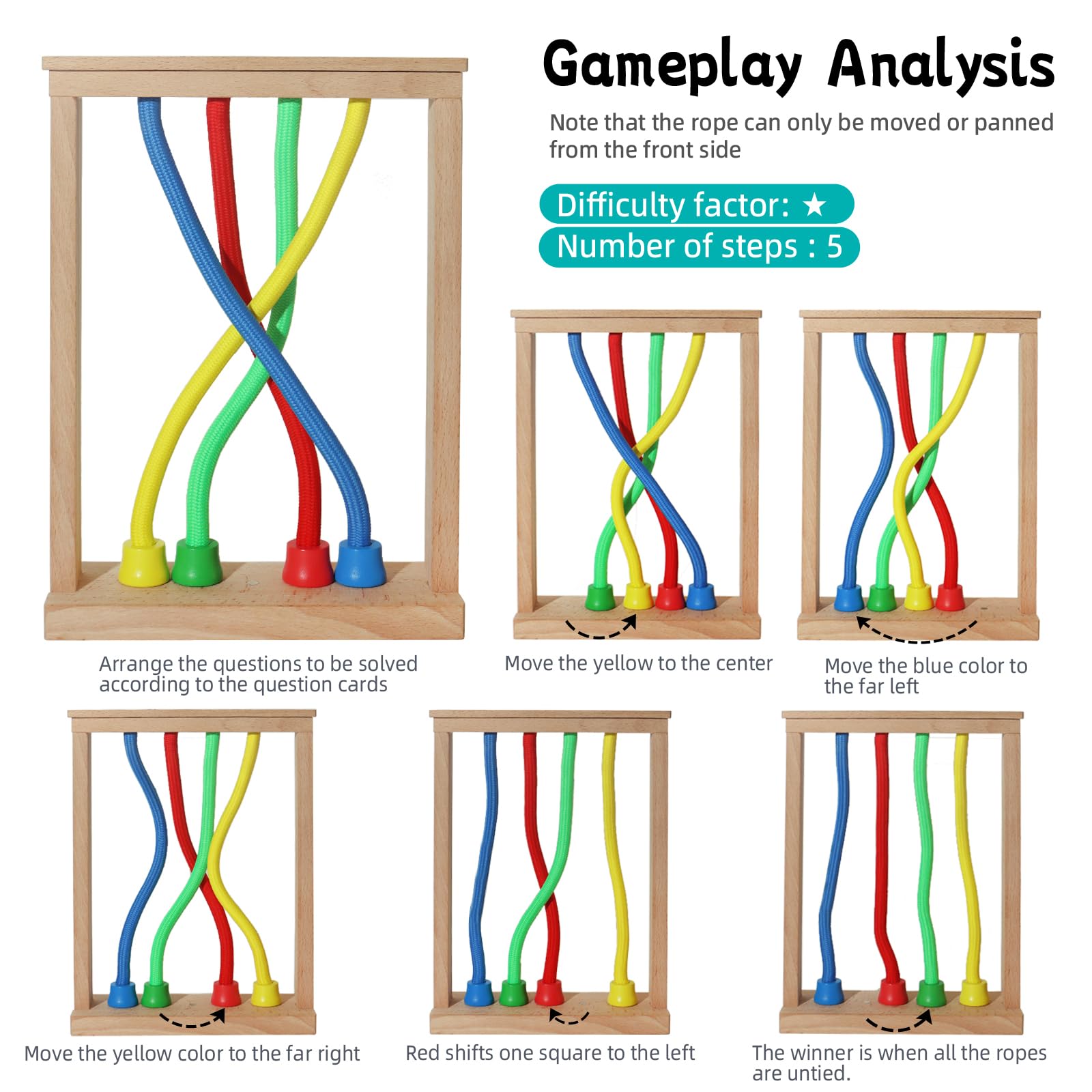 Foto 3 pulgar | Rompecabezas de Cuerda Bestamtoy de Madera para Niños y Adultos - Venta Internacional