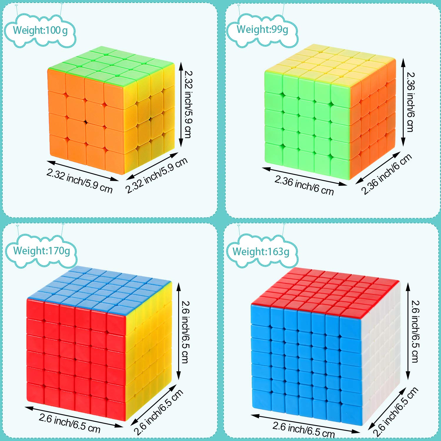 Foto 3 pulgar | Juego Speed Cube Gejoy 4x4, 5 X 5, 6 X 6, 7 X 7 X 7 Pulgadas, Sin Pegatinas, 4 Piezas - Venta Internacional.