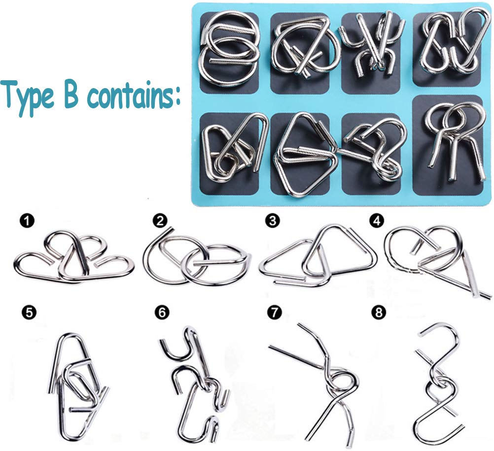 Foto 4 pulgar | Rompecabezas de Alambre Metálico Brain Teaser Tanch Tipo A+b 16 Piezas - Venta Internacional