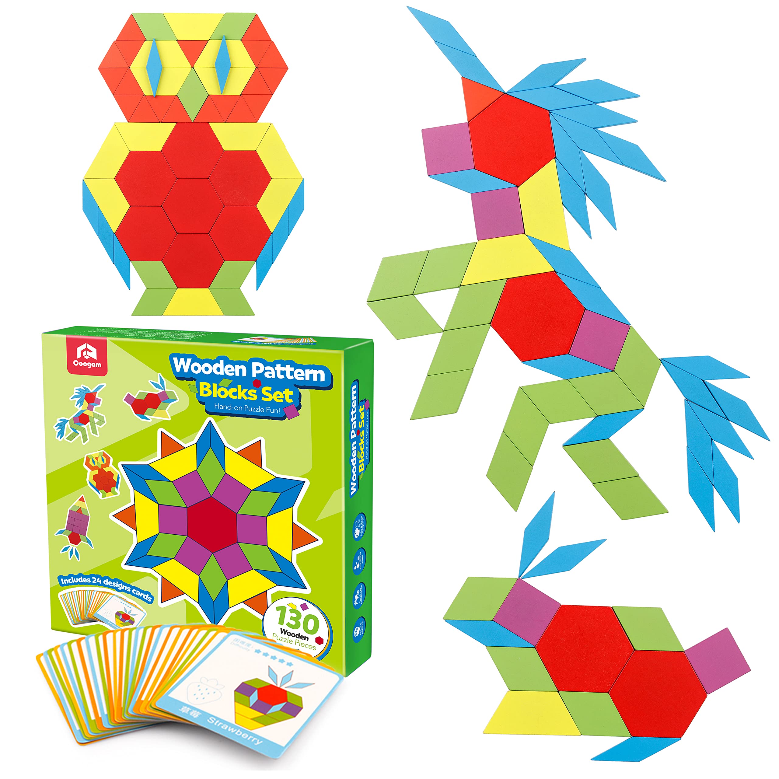 Foto 2 pulgar | Juego de Bloques de Madera Coogam con 24 Tarjetas de Diseño - Venta Internacional