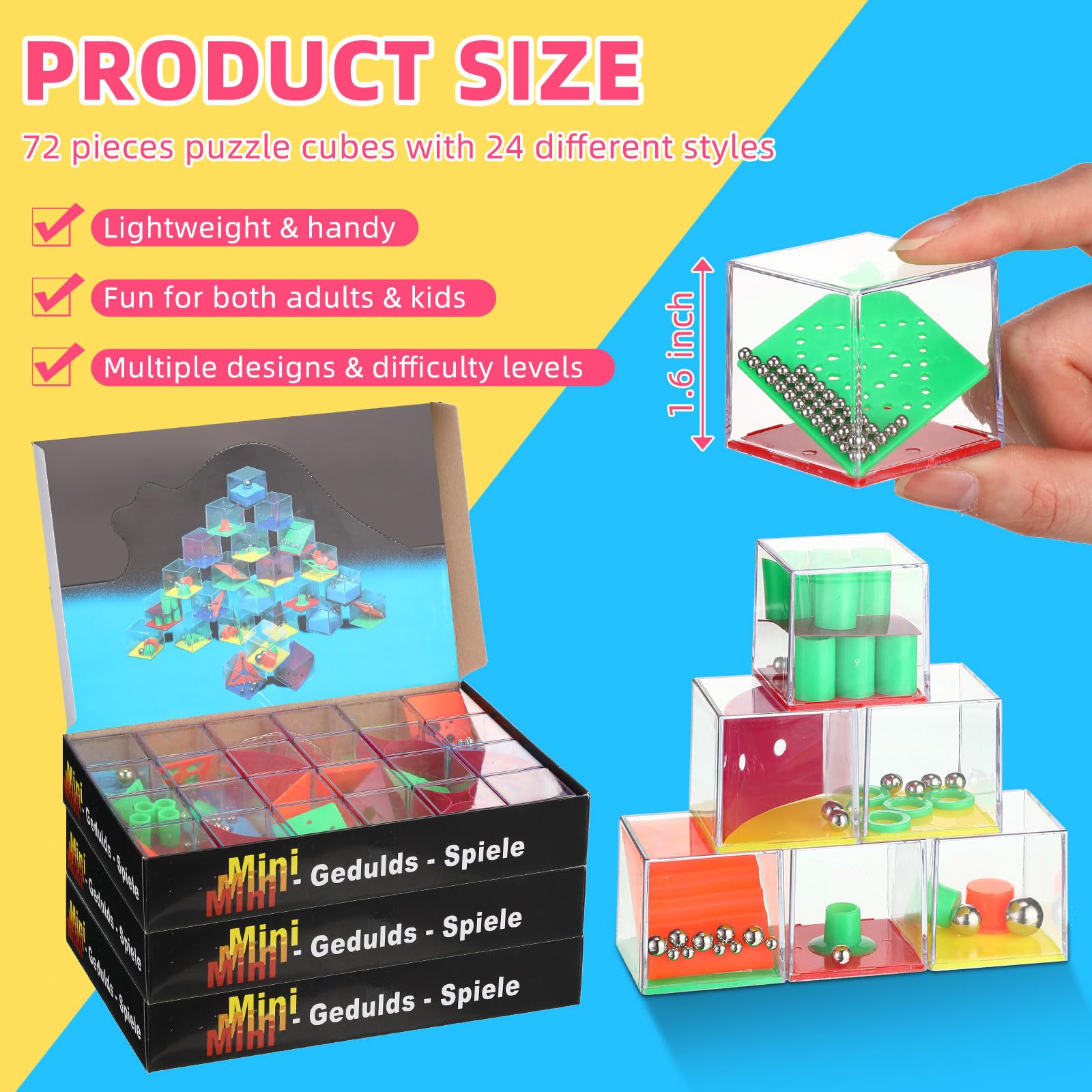 Foto 3 pulgar | Minicajas de Acertijos Party Favors Sotiff 72 Piezas Cubos 3D - Venta Internacional