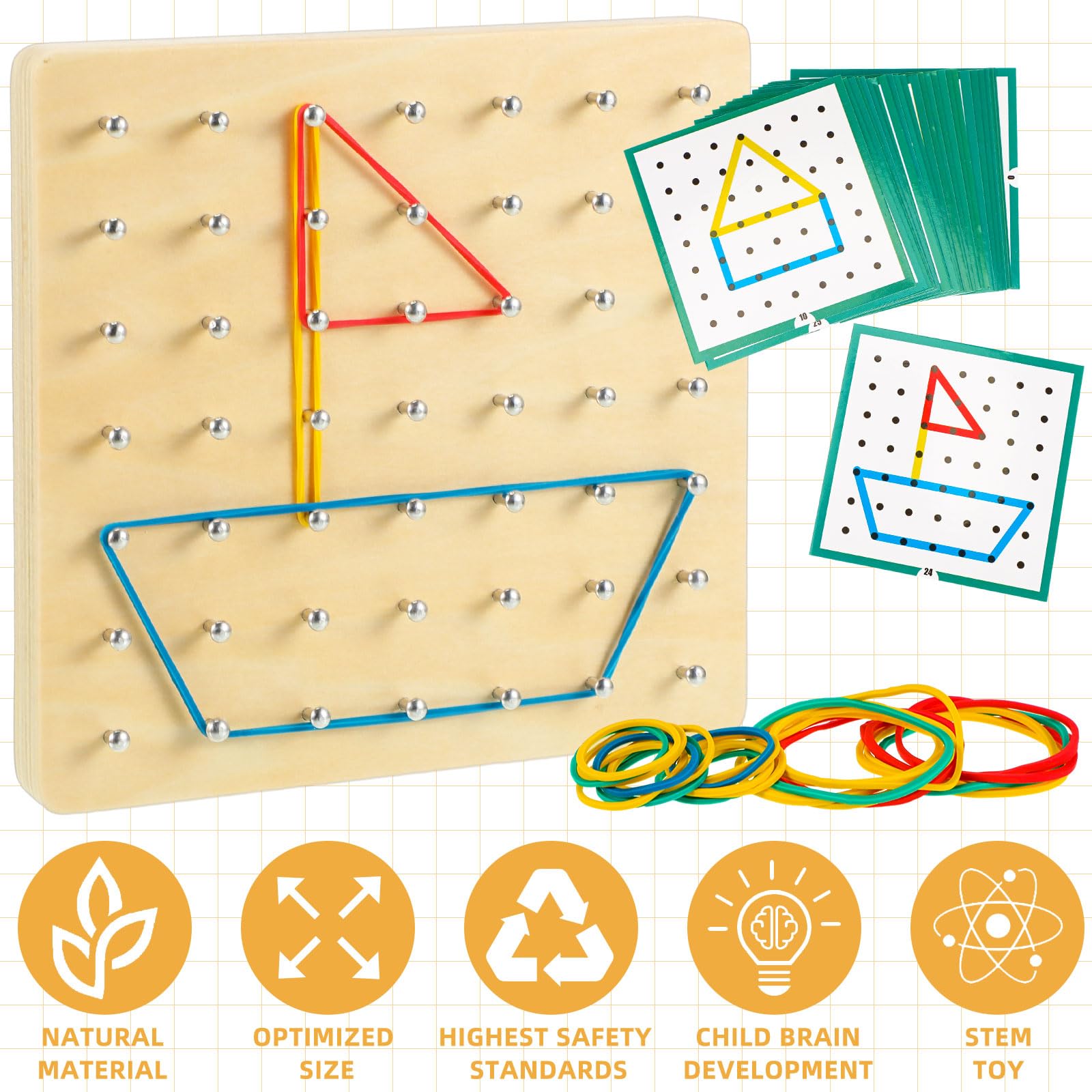 Foto 4 | Set Geoboard Jenaai 6 de Madera con Gomas Elásticas - Venta Internacional