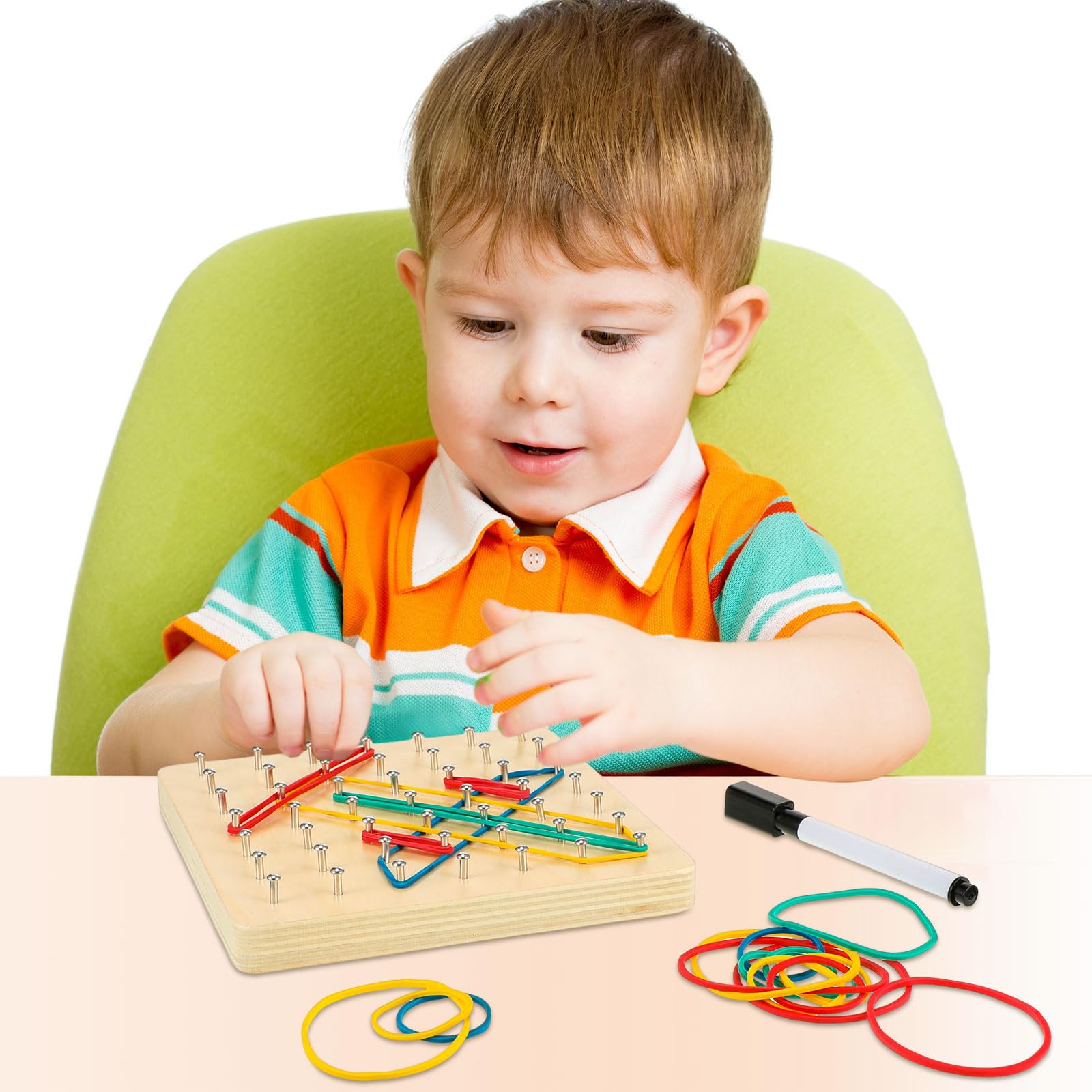 Foto 7 pulgar | Set Geoboard Jenaai 6 de Madera con Gomas Elásticas - Venta Internacional