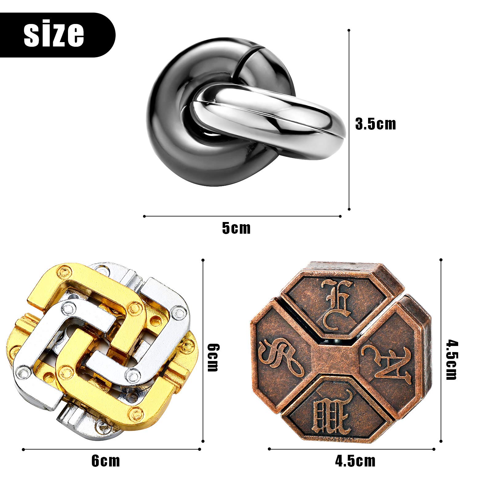 Foto 3 pulgar | Puzzle de Metal Brain Teaser Skylety 3 Piezas - Venta Internacional