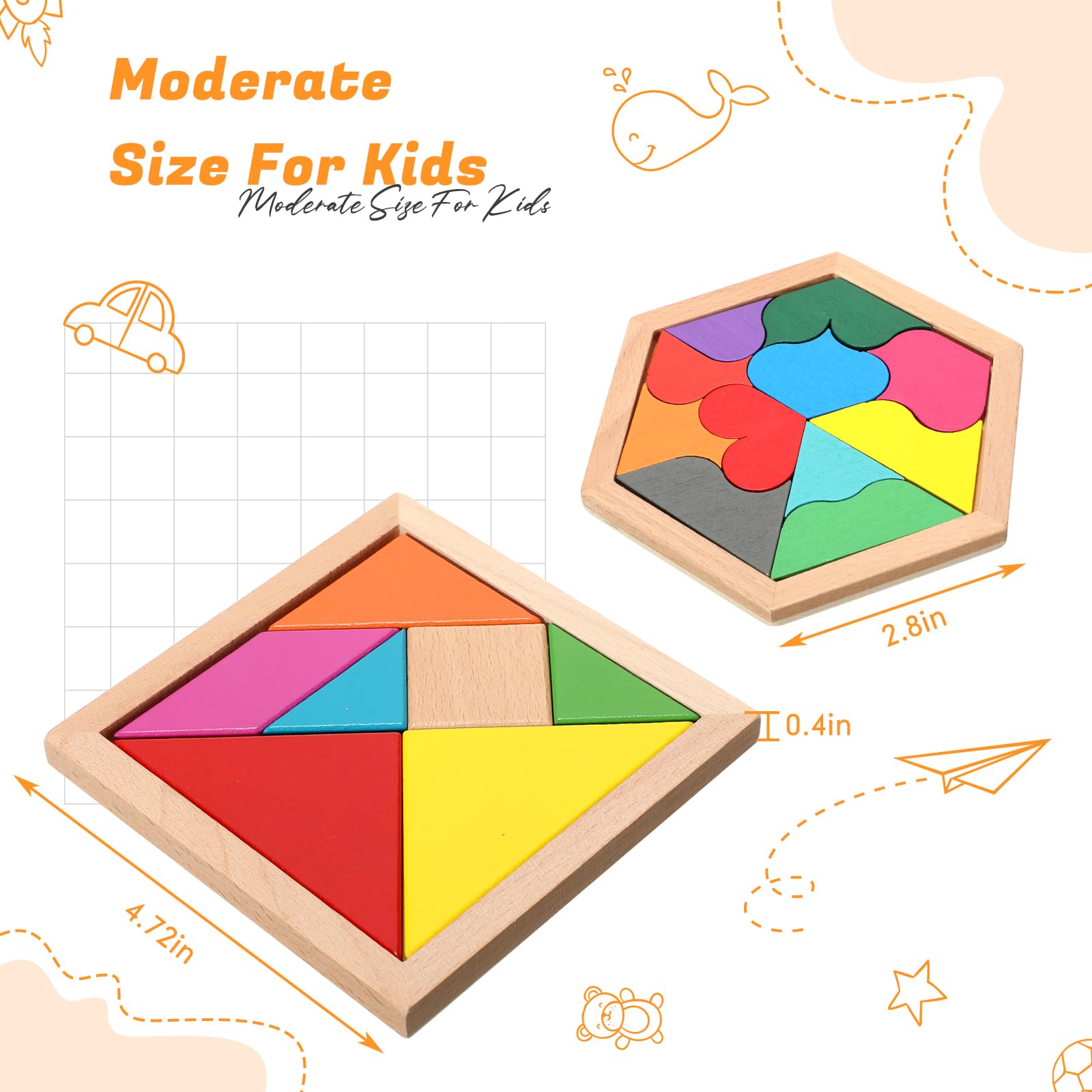 Foto 4 pulgar | Puzles Hexagonales De Madera Jerify Educativos Paquete De 8 para Niños  - Venta Internacional