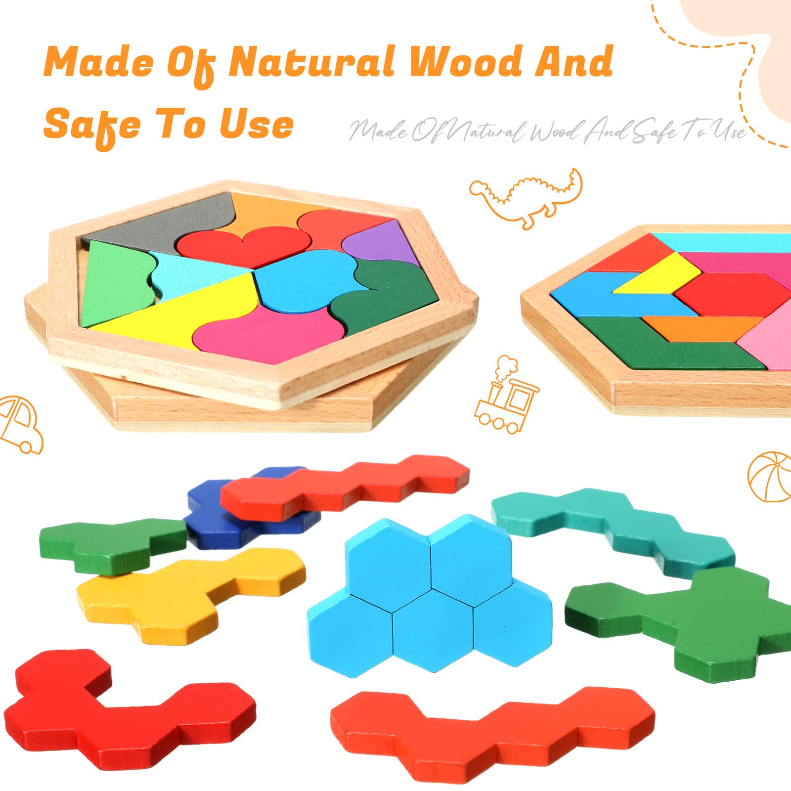 Foto 5 pulgar | Puzles Hexagonales De Madera Jerify Educativos Paquete De 8 para Niños  - Venta Internacional