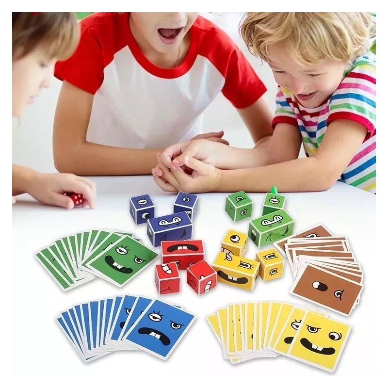 Juego De Expresión De Rompecabezas Wooden Cube Change Face Para Niños - Venta Internacional.