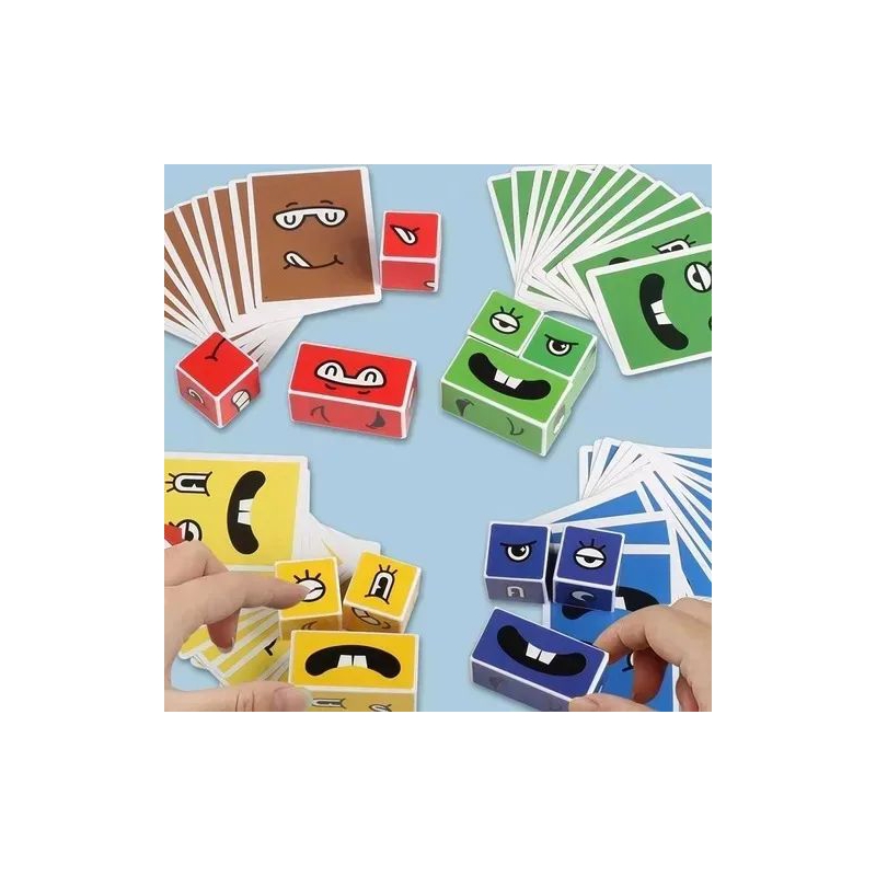 Foto 5 pulgar | Juego De Expresión De Rompecabezas Wooden Cube Change Face Para Niños - Venta Internacional.