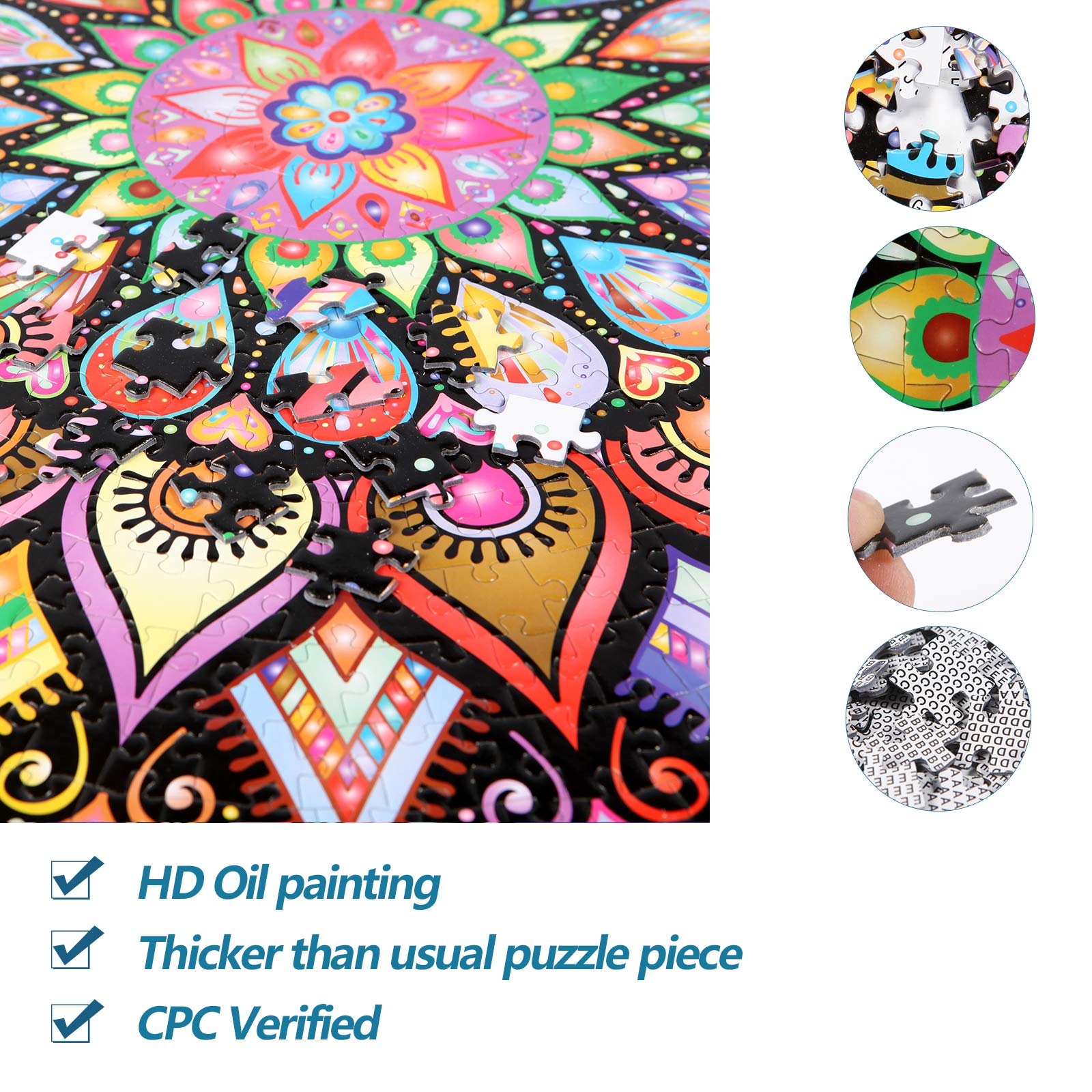 Foto 5 pulgar | Rompecabezas Bgraamiens Con Mandala Geométrica Y Colorida De 1000 Piezas - Venta Internacional.