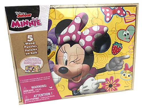 Foto 2 pulgar | Rompecabezas Disney Minnie Mouse 5 De Madera Con Caja De Almacenamiento - Venta Internacional.