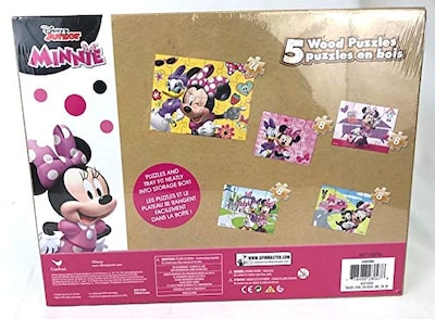 Foto 3 | Rompecabezas Disney Minnie Mouse 5 De Madera Con Caja De Almacenamiento - Venta Internacional.