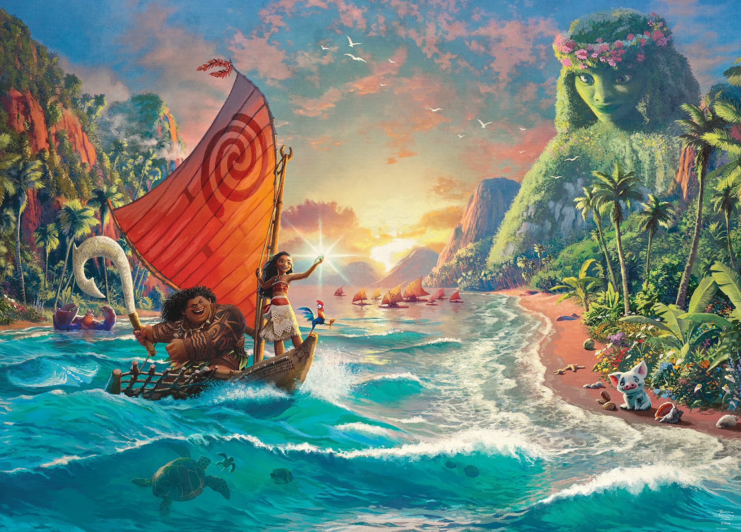 Foto 2 pulgar | Rompecabezas Ceaco Thomas Kinkade Disney Dreams Moana 1000 Piezas - Venta Internacional